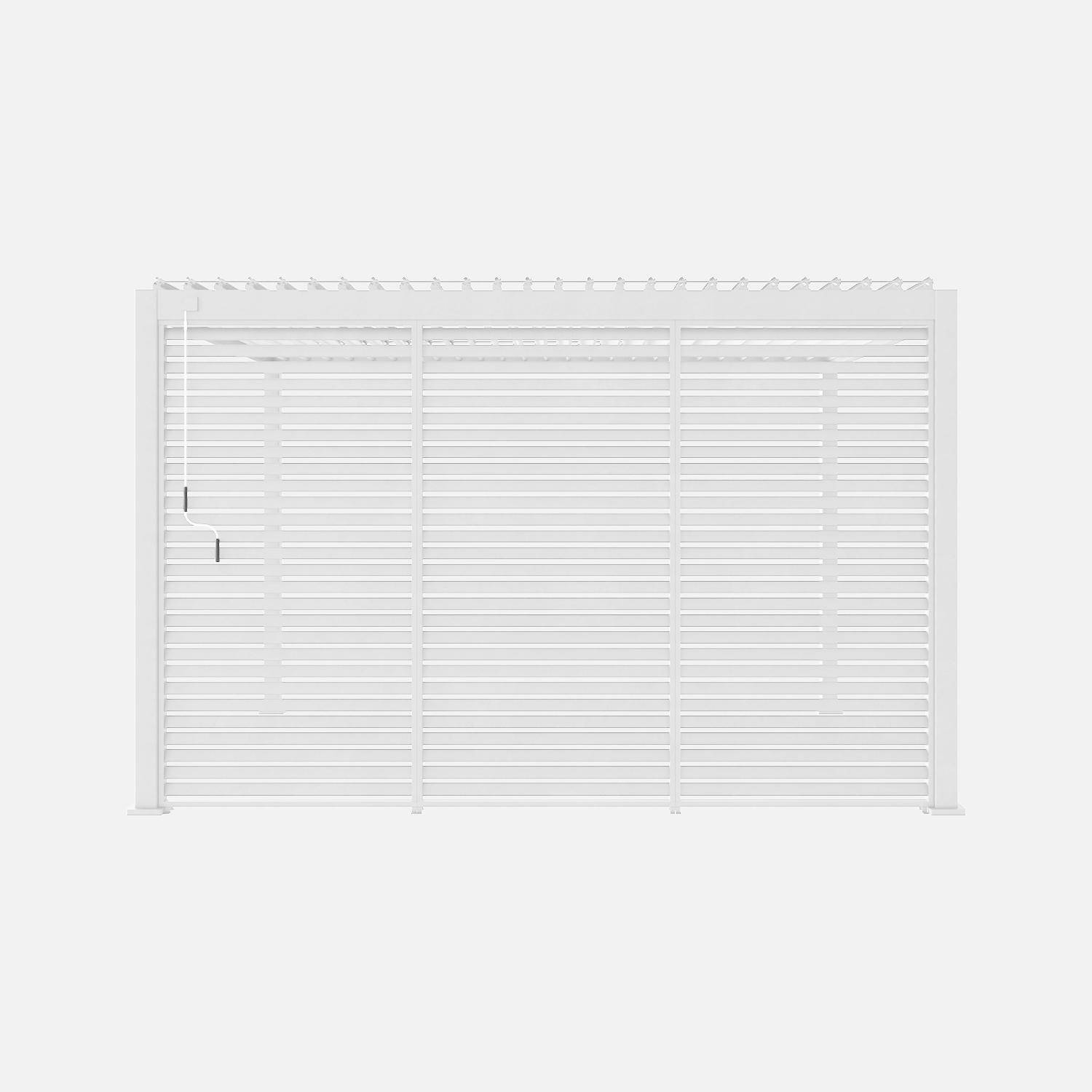 Persienne 130cm pour pergola bioclimatique Triomphe, côté 4m, panneau brise vue, aluminium, blanc,sweeek,Photo6
