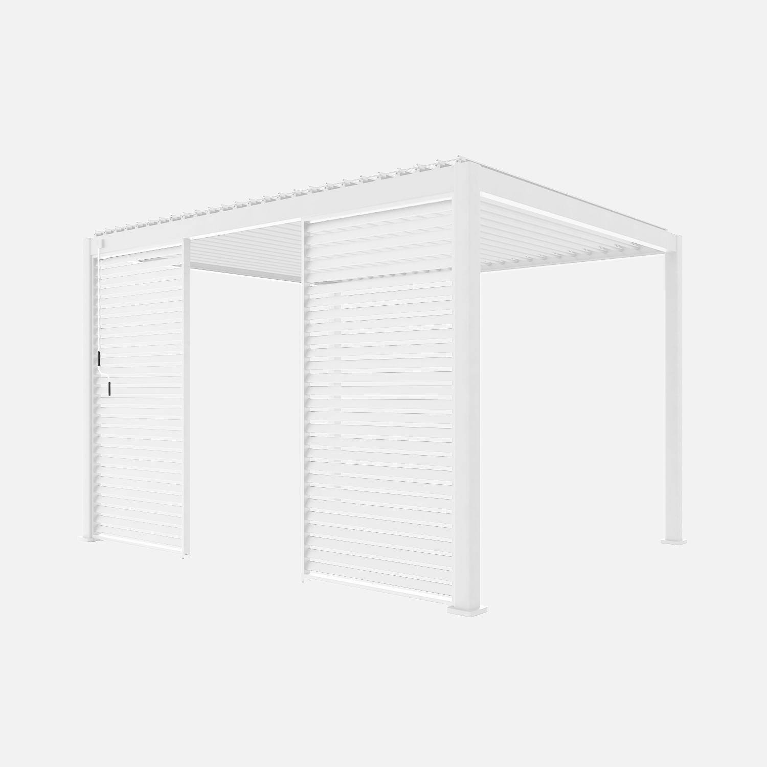 Persienne 130cm pour pergola bioclimatique Triomphe, côté 4m, panneau brise vue, aluminium, blanc Photo5
