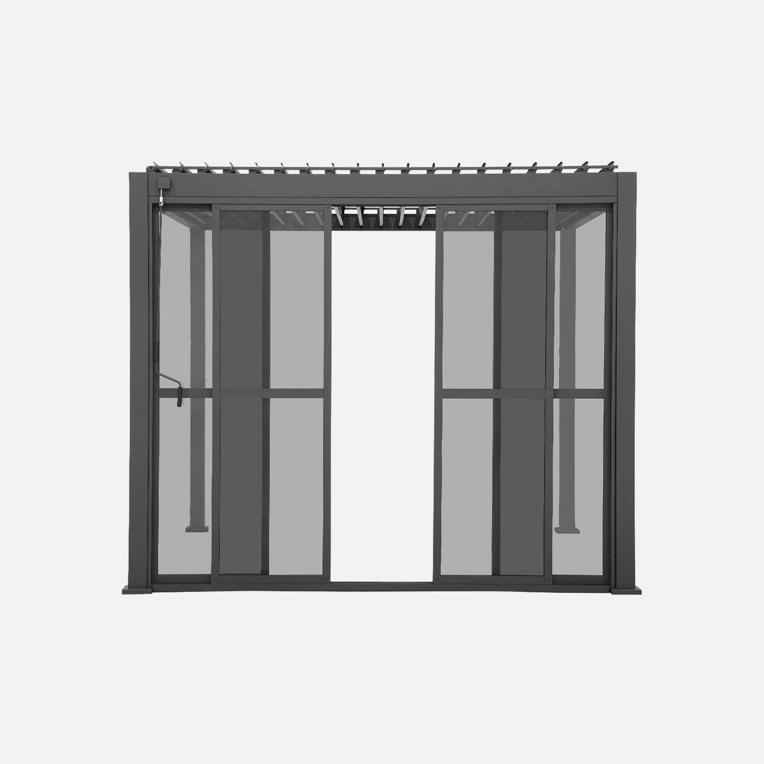 Portes coulissantes 3m pour pergola Triomphe, anthracite, aluminium et polycarbonate, 279 x 236,5cm Photo5