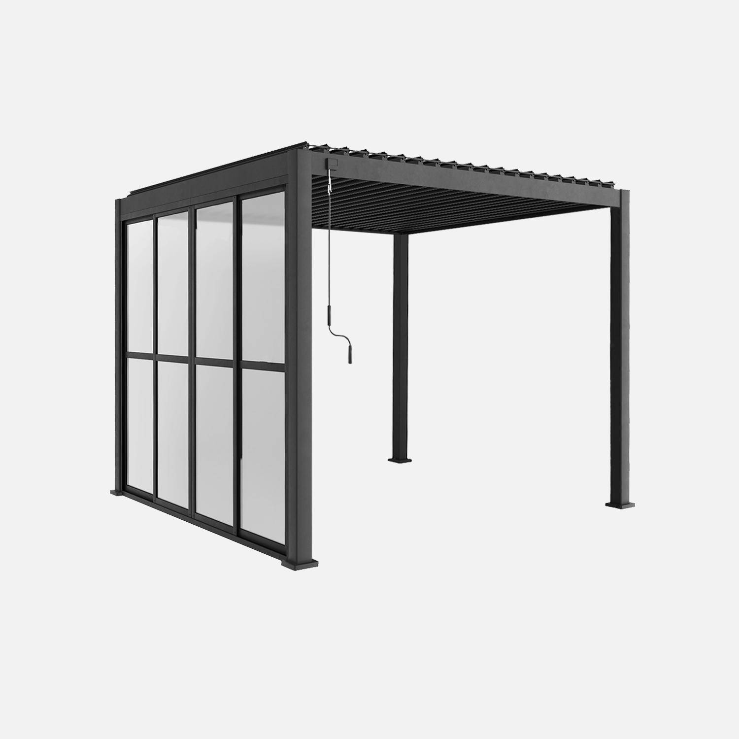 Portes coulissantes 3m pour pergola Triomphe, anthracite, aluminium et polycarbonate, 279 x 236,5cm Photo2