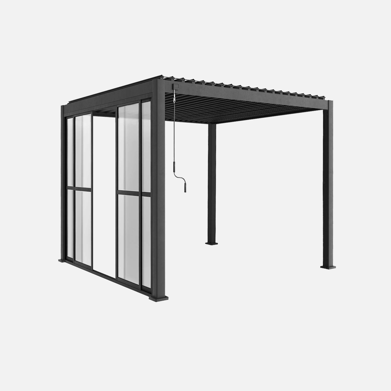 Portes coulissantes 3m pour pergola Triomphe, anthracite, aluminium et polycarbonate, 279 x 236,5cm Photo3
