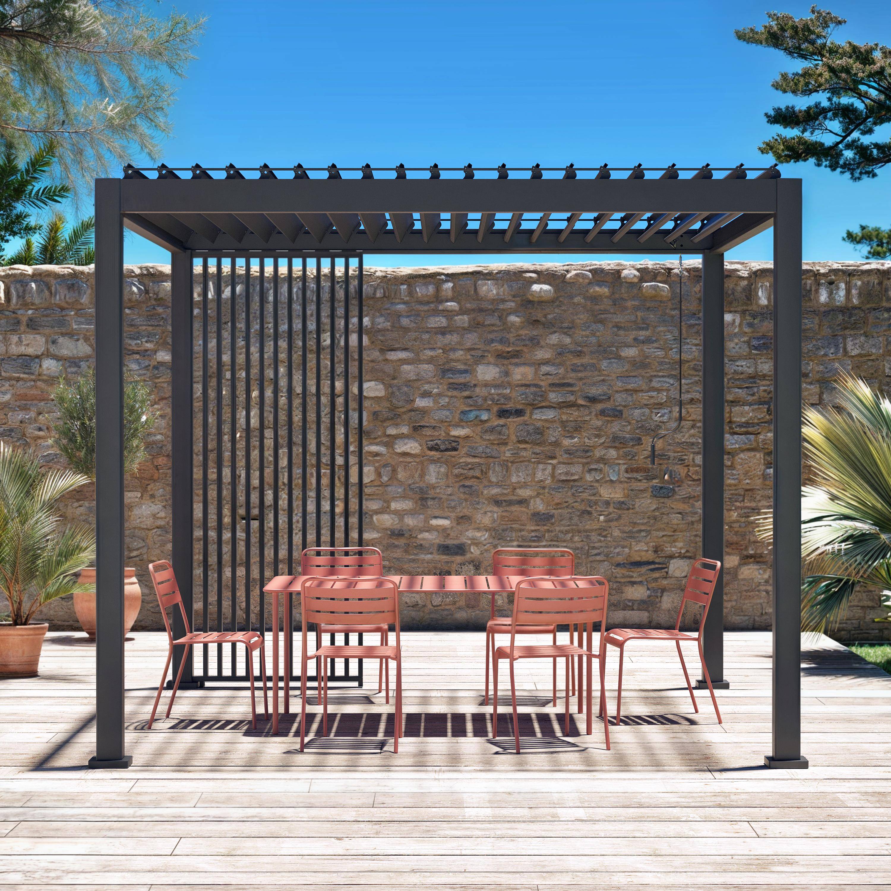Triomphe persienne verticale pour pergola 3m, aluminium, panneau brise vue, anthracite Photo1