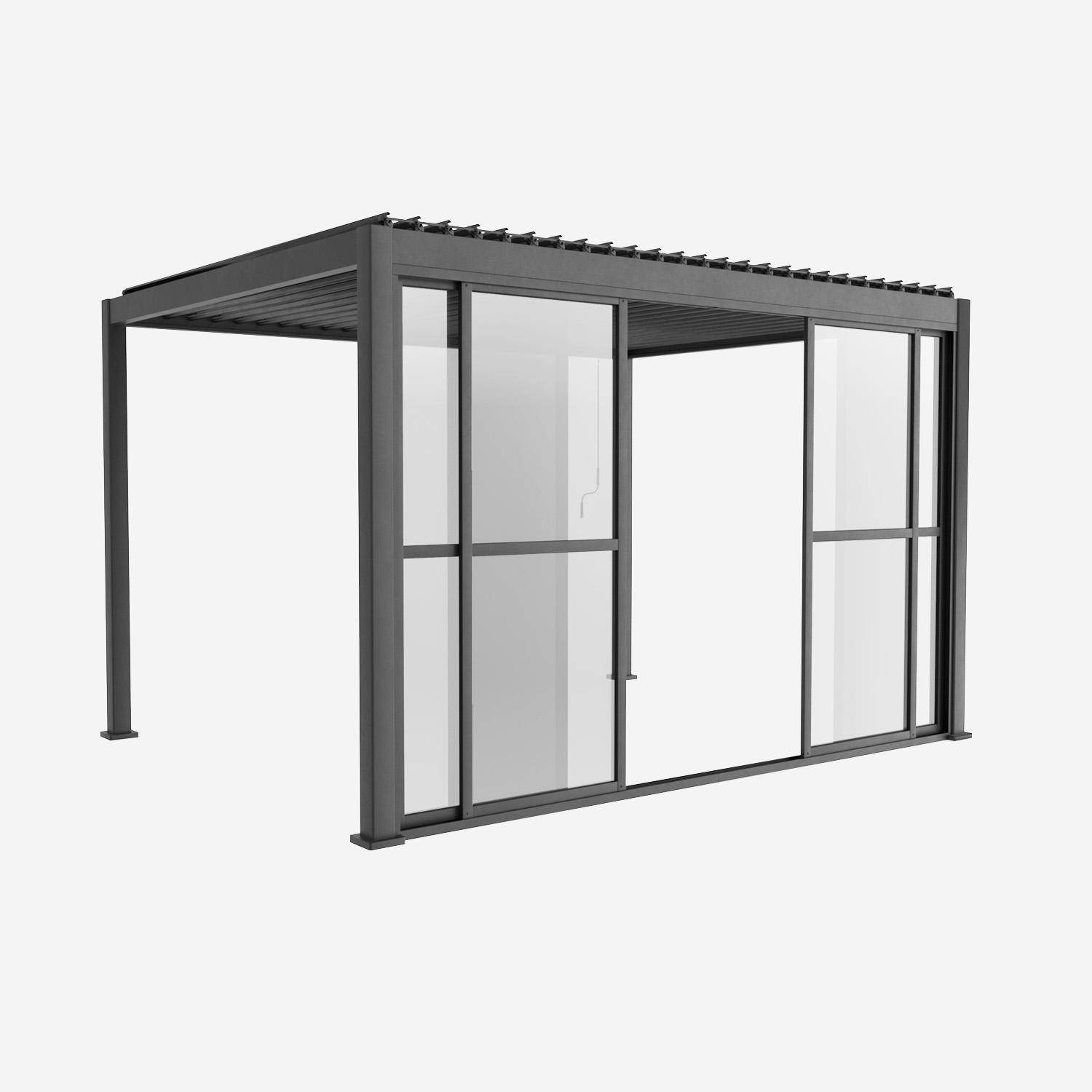 Portes coulissantes 4m pour pergola Triomphe, anthracite, aluminium et polycarbonate, 370,4 x 236,5cm Photo2