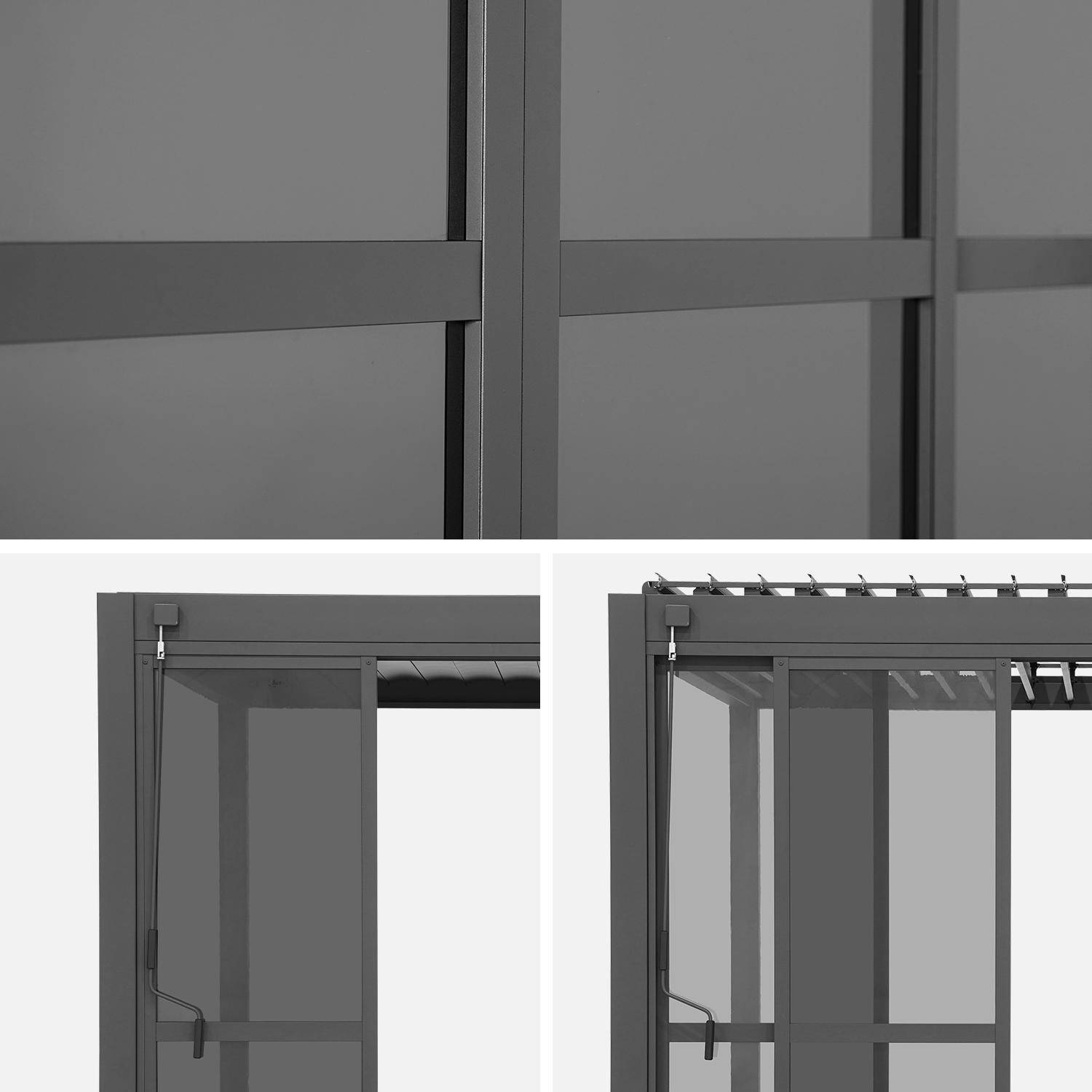 Portes coulissantes 4m pour pergola Triomphe, anthracite, aluminium et polycarbonate, 370,4 x 236,5cm Photo4