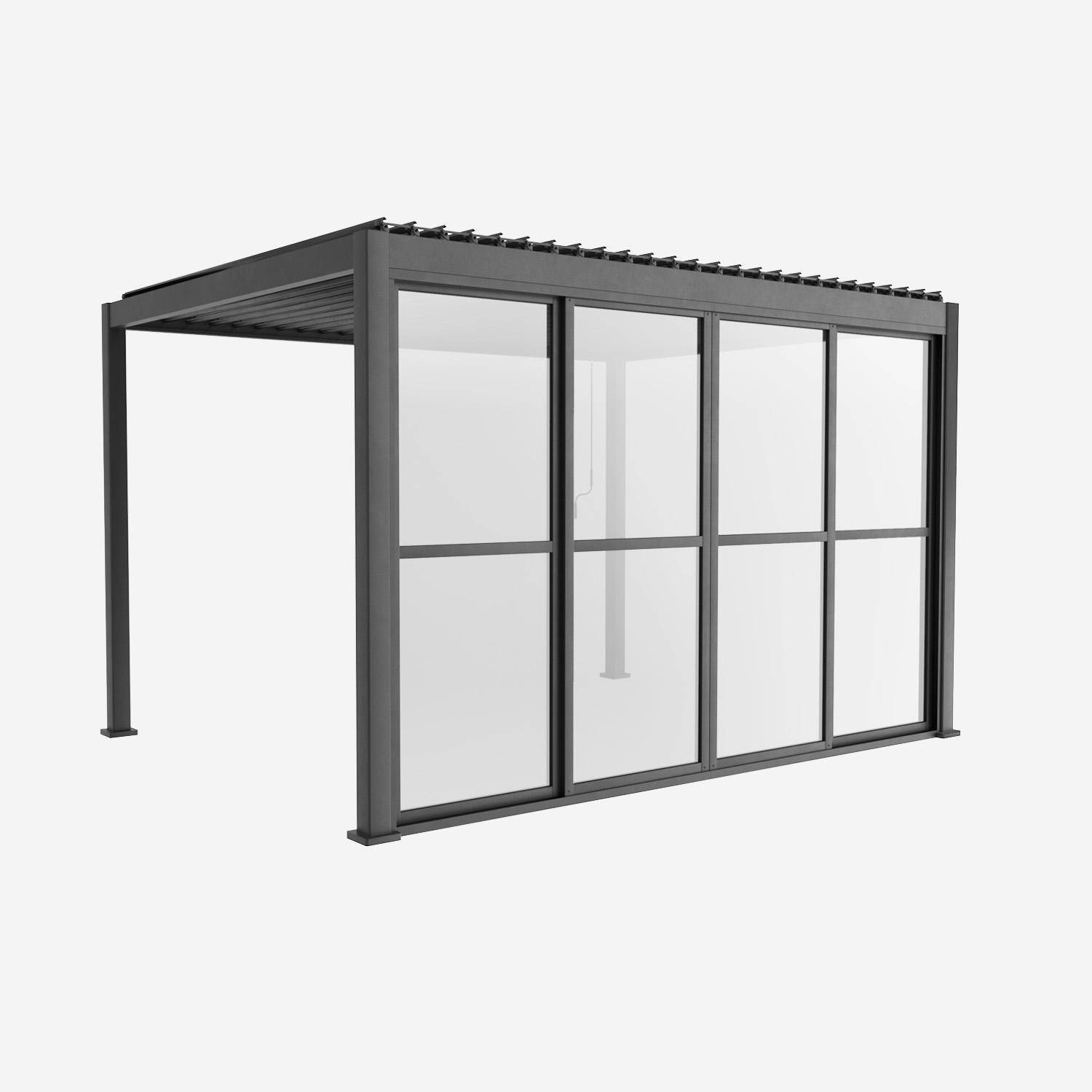 Portes coulissantes 4m pour pergola Triomphe, anthracite, aluminium et polycarbonate, 370,4 x 236,5cm Photo3