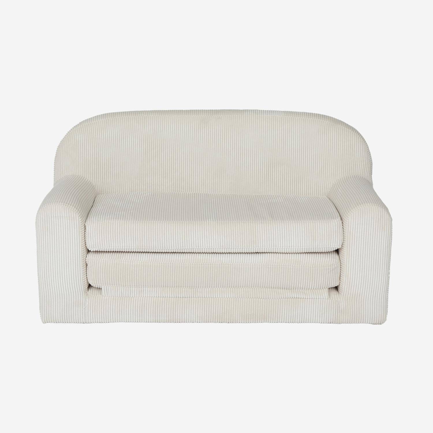 Ausziehbares Kinderschlafsofa mit Cordbezug, cremefarben, L 90 x T 43 x H 51,5 cm. Photo4