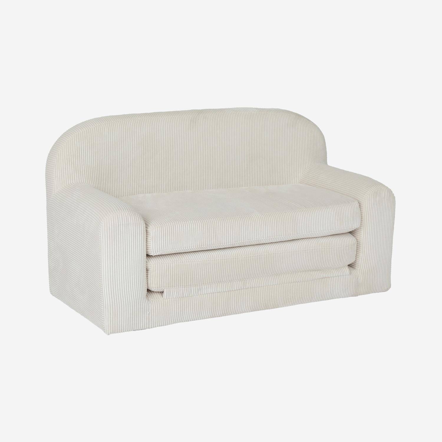 Ausziehbares Kinderschlafsofa mit Cordbezug, cremefarben, L 90 x T 43 x H 51,5 cm. Photo3