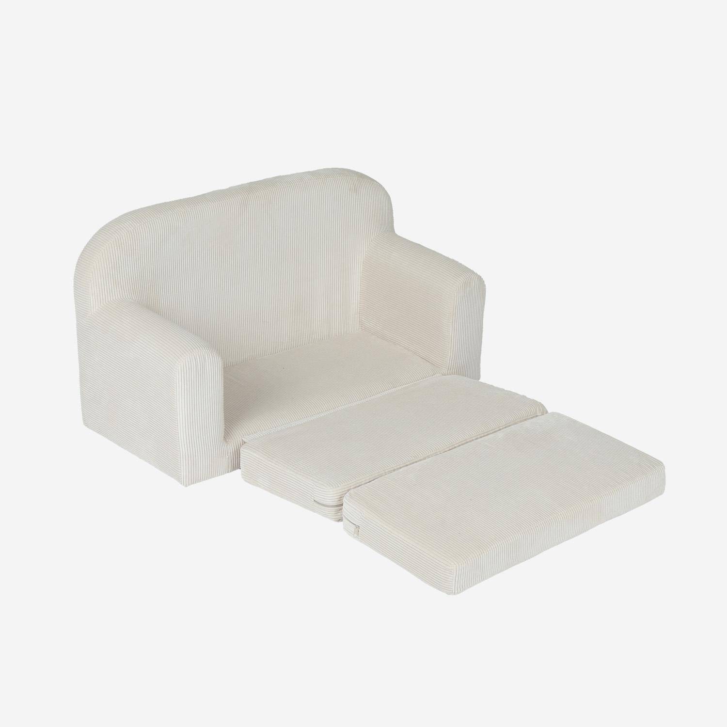 Ausziehbares Kinderschlafsofa mit Cordbezug, cremefarben, L 90 x T 43 x H 51,5 cm. Photo7