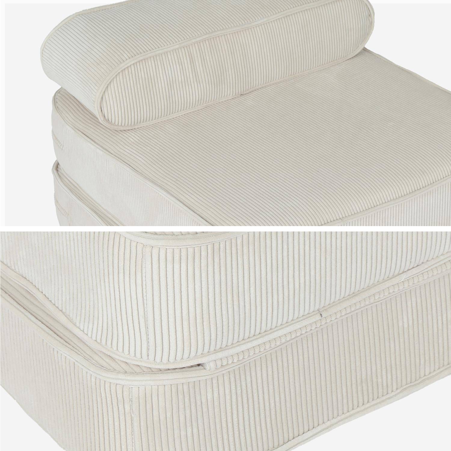 Fauteuil enfant en velours côtelé dépliable, couleur crème, L 66 x P 62 x H 43,5 cm,sweeek,Photo9