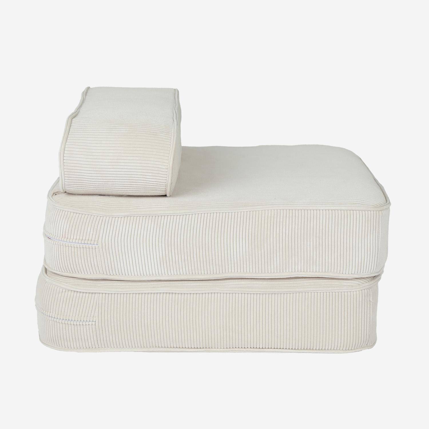 Fauteuil enfant en velours côtelé dépliable, couleur crème, L 66 x P 62 x H 43,5 cm Photo7