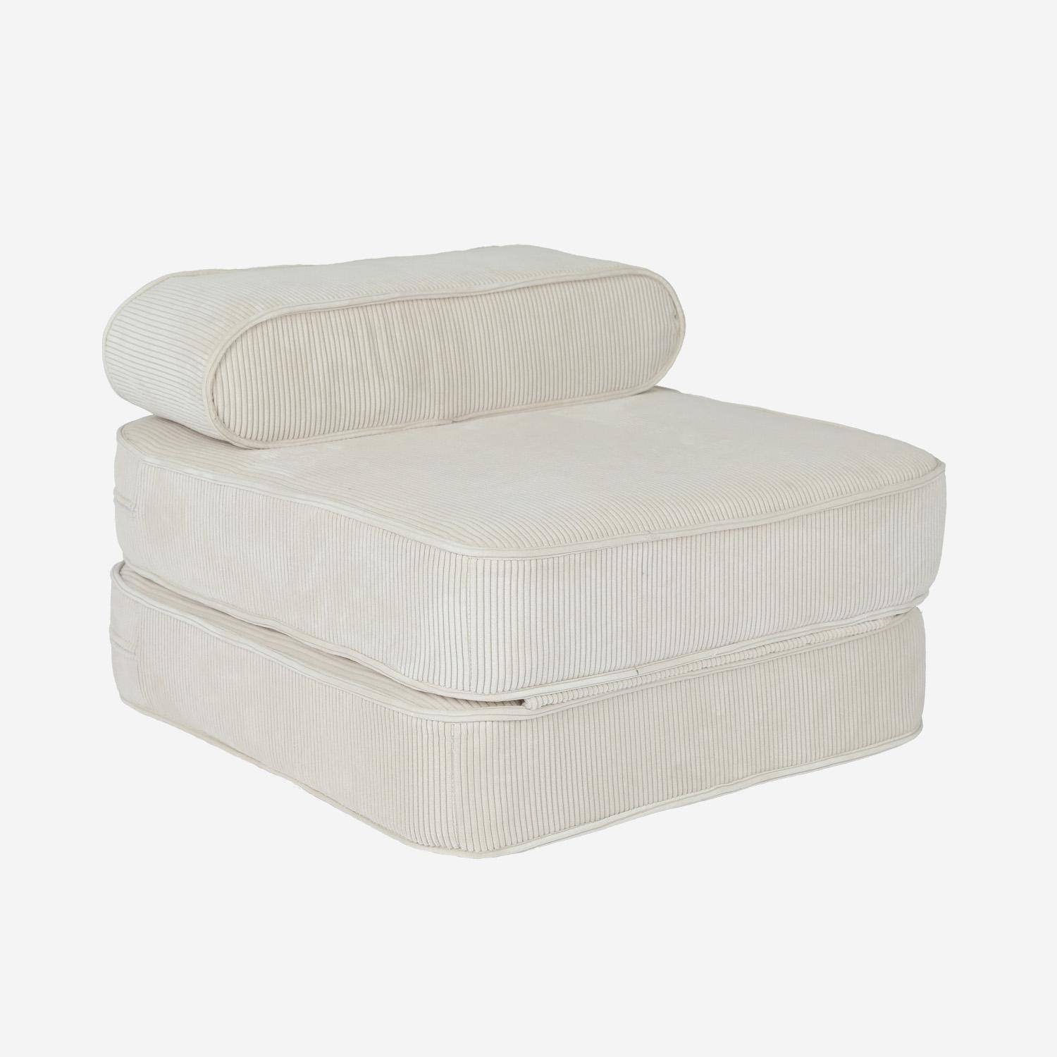 Fauteuil enfant en velours côtelé dépliable, couleur crème, L 66 x P 62 x H 43,5 cm Photo5
