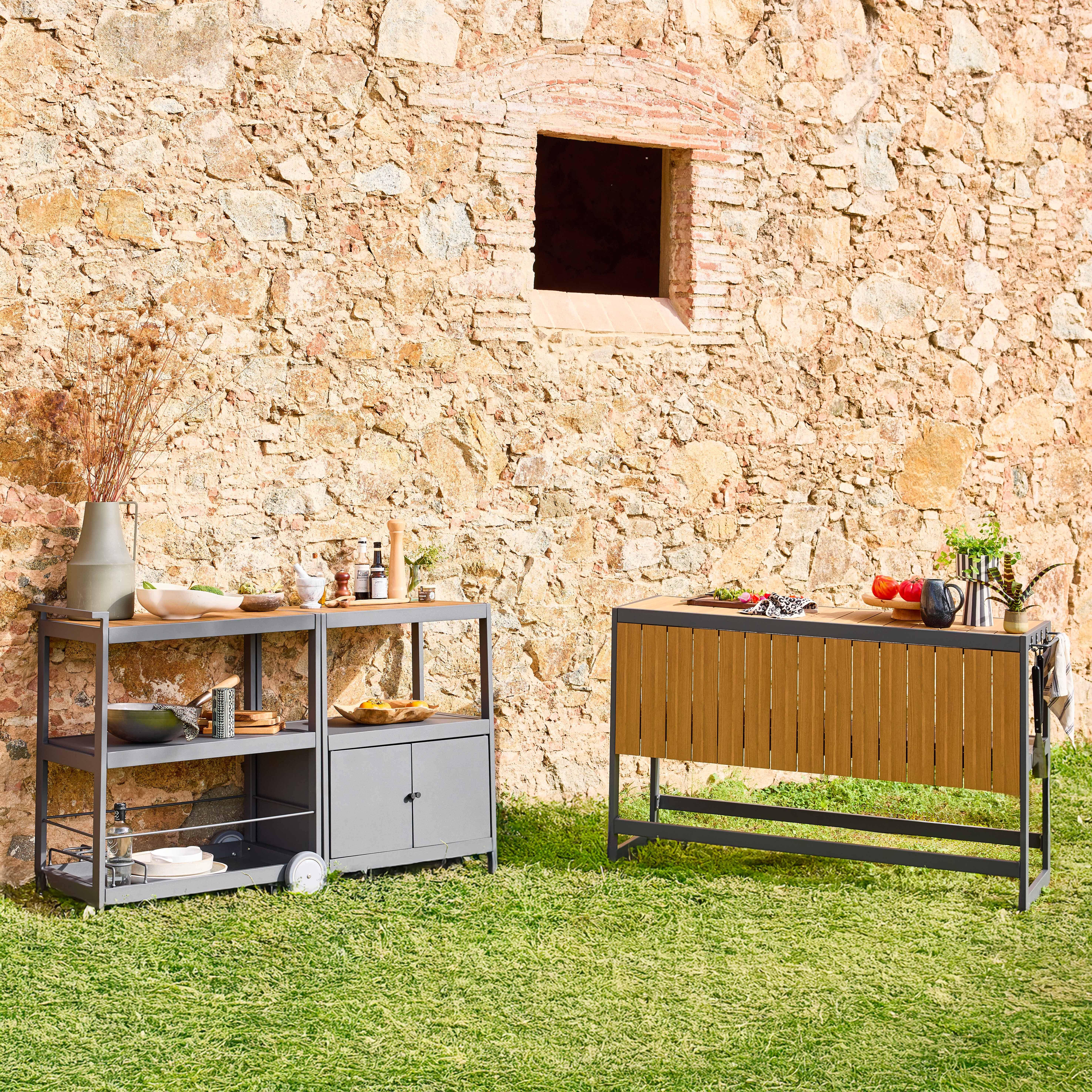 Cocina exterior 3 módulos aluminio, Albi, Antracita, 151x50x91 cm Photo3