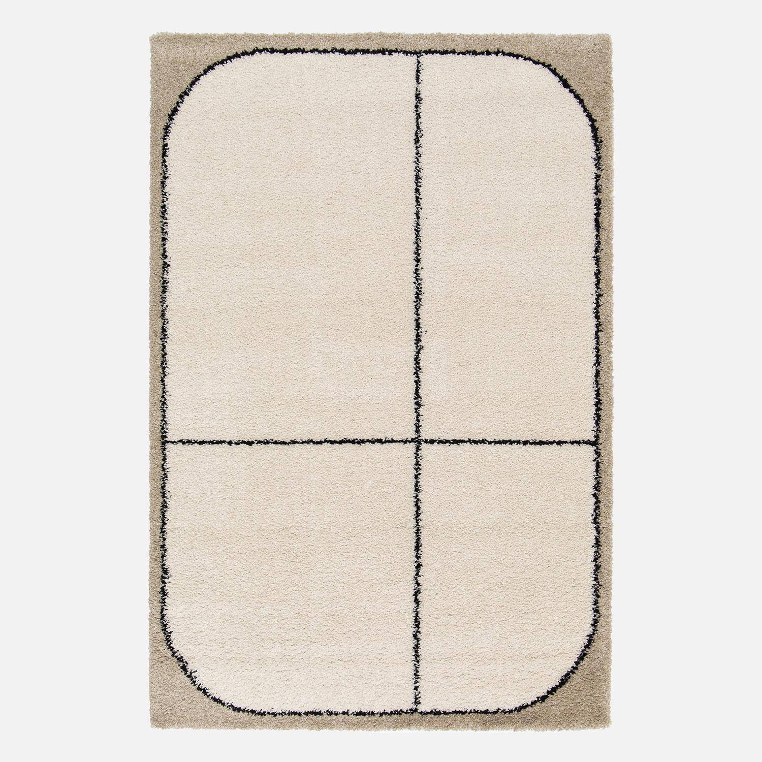 Shaggy interior rug with black pattern, Bridget, 170x120x3 cm Photo1