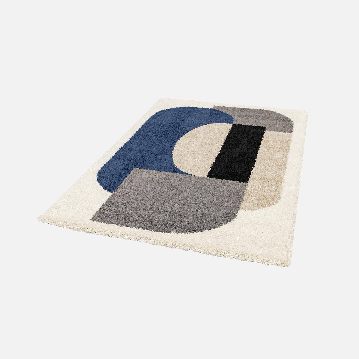 Interior shaggy rug with a geometric pattern, Matthew, 230x130x3 cm,sweeek,Photo4