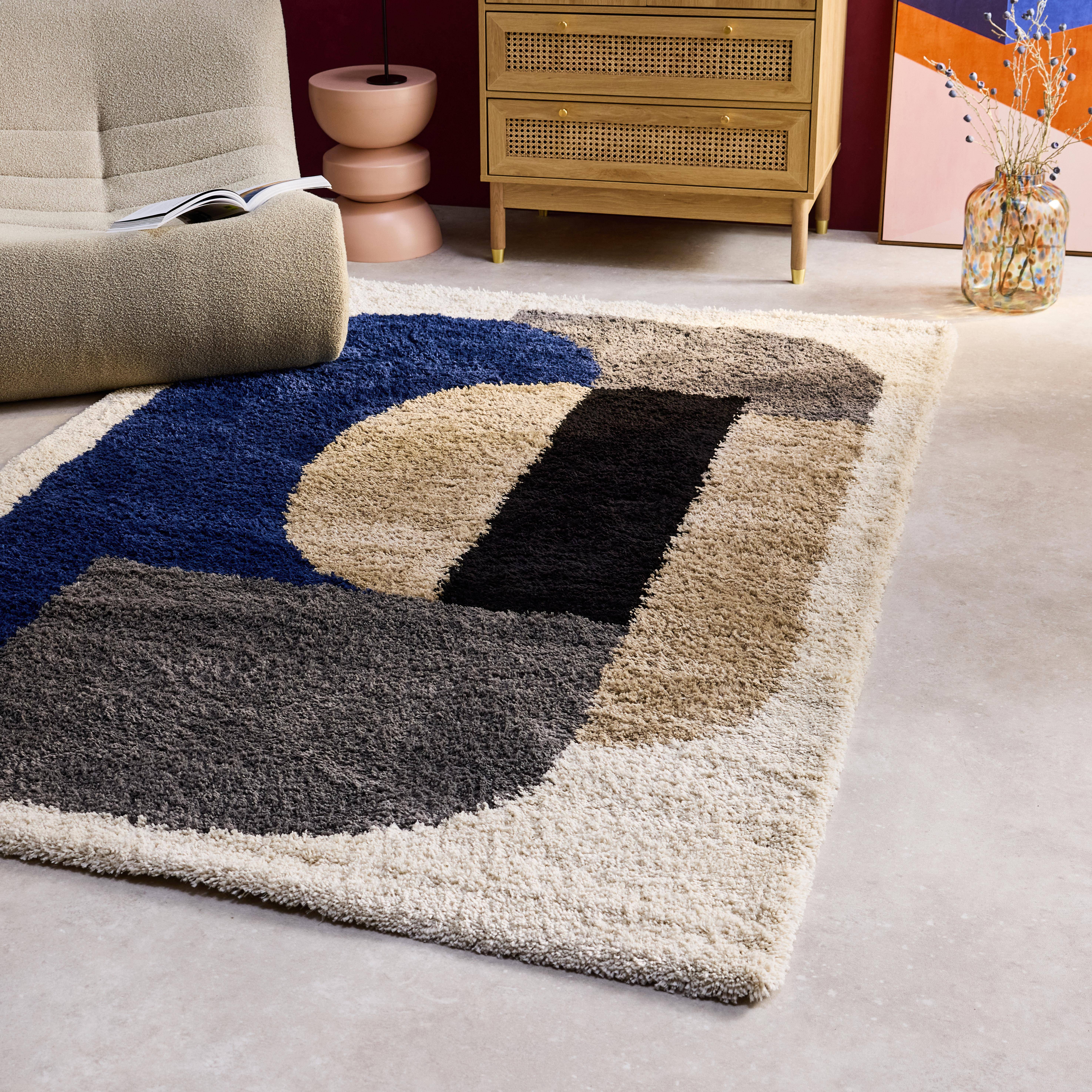 Interior shaggy rug with a geometric pattern, Matthew, 230x130x3 cm Photo1