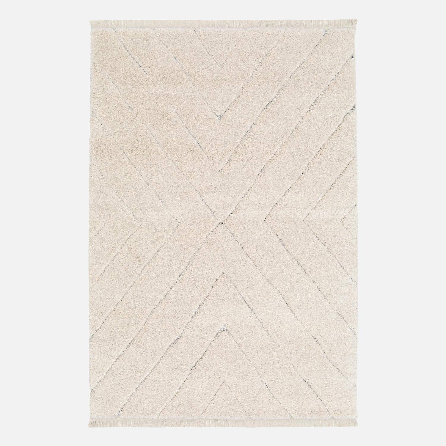 Tapis intérieur tufté avec légers reliefs crème, 200 x 290cm Photo1