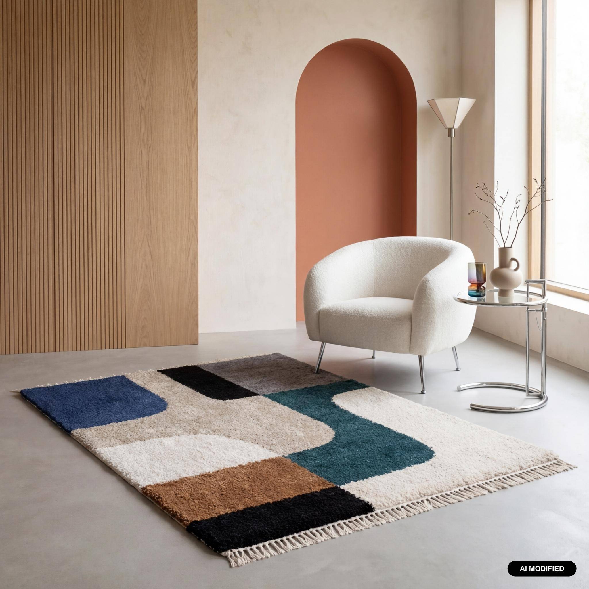 Shaggy-Innenteppich, geometrisches Muster, cremefarben 120x170 cm - Zac Photo1