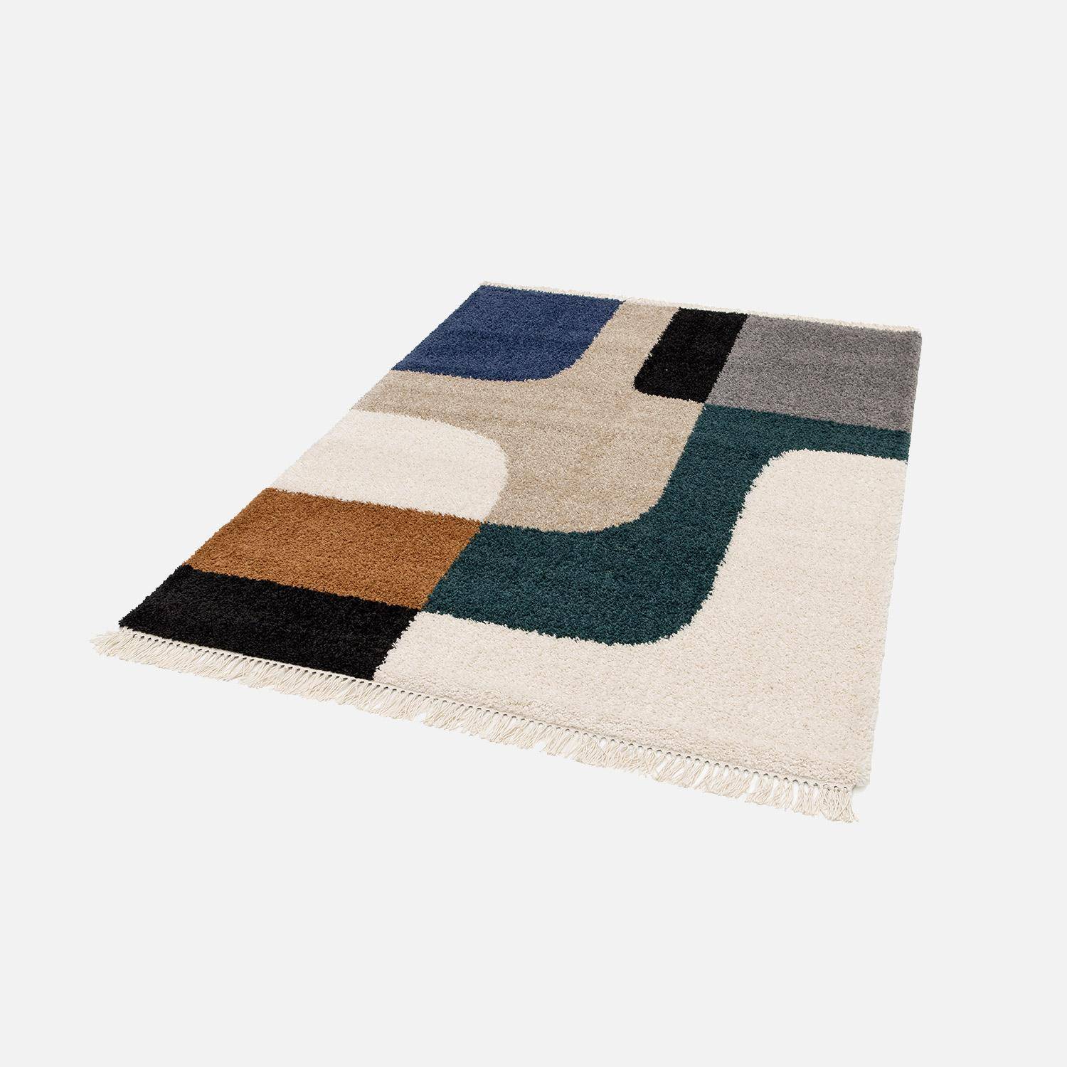Shaggy rug with geometric pattern, cream, Zac, 170x120x3 cm Photo2