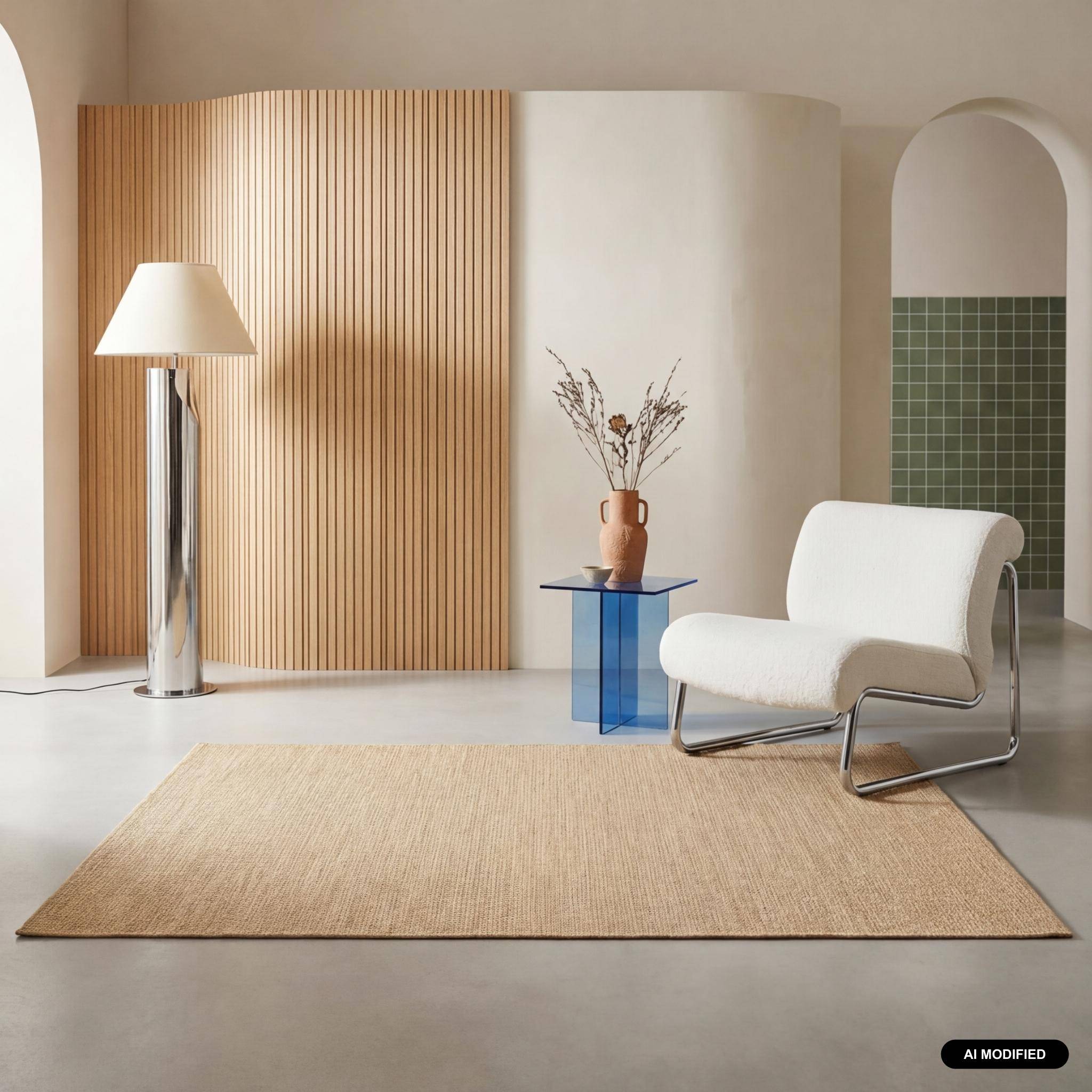 Tapis intérieur/extérieur effet jute coloris naturel, 200 x 290cm stabilisé aux UV  Photo1