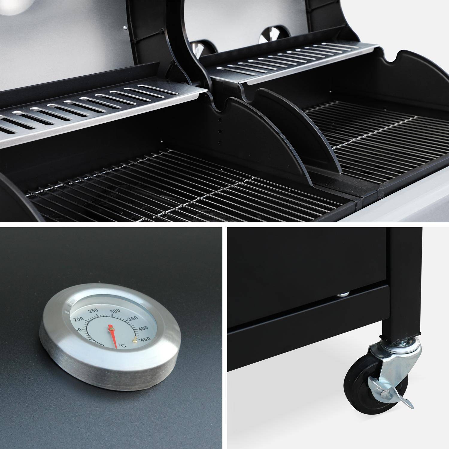 Barbecue a gas 2 in 1, 3 bruciatori + 1 fuoco laterale, Marsac, 162.5x70.5x111 cm Photo3