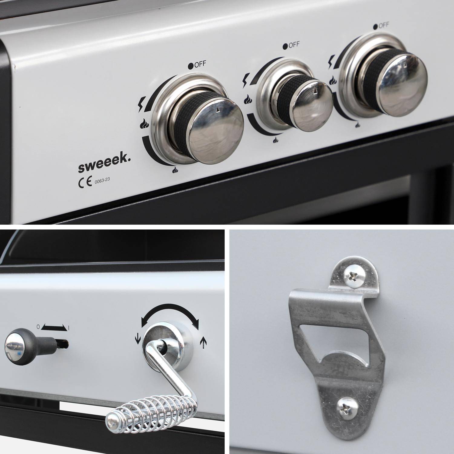 Barbecue a gas 2 in 1, 3 bruciatori + 1 fuoco laterale, Marsac, 162.5x70.5x111 cm,sweeek,Photo5