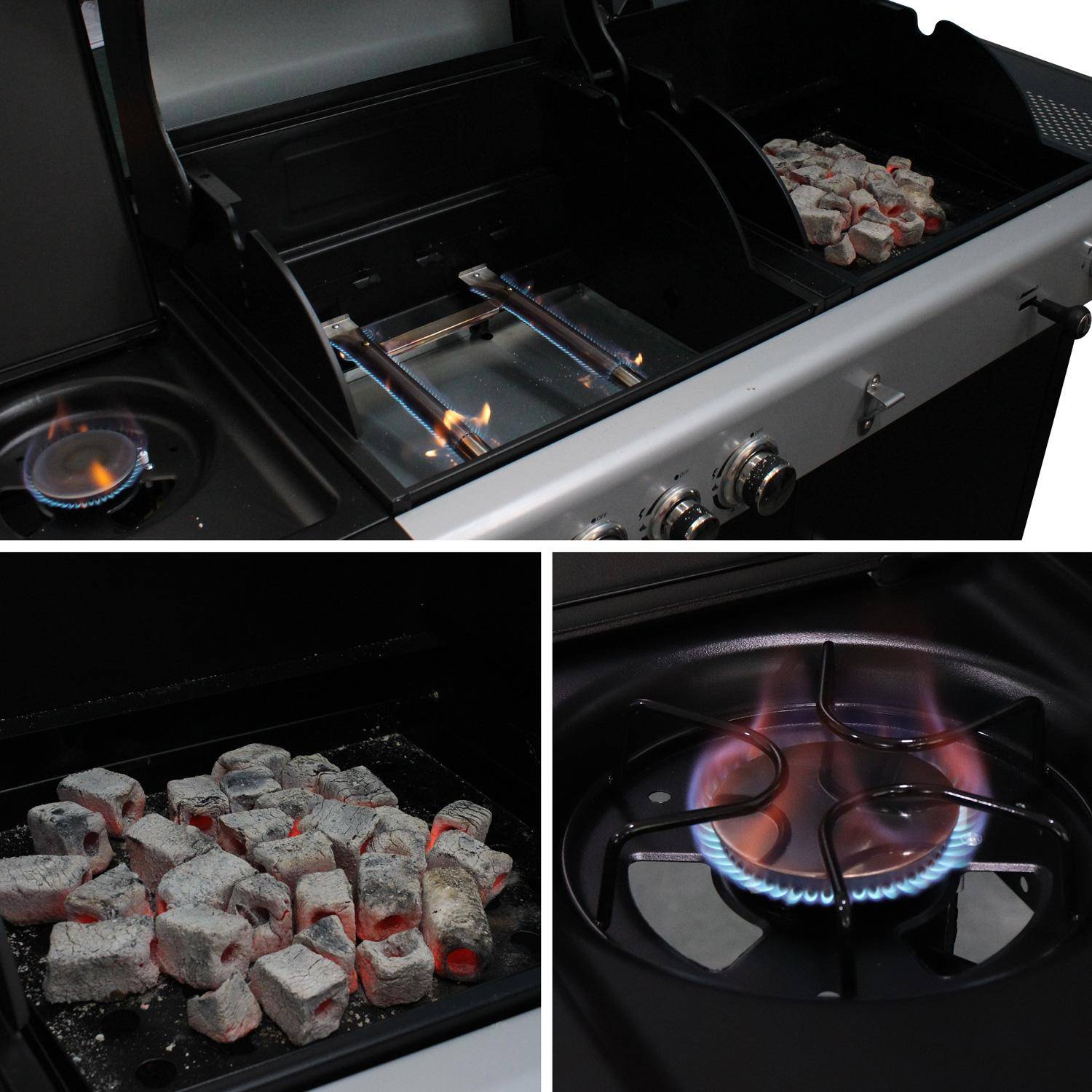 Barbecue a gas 2 in 1, 3 bruciatori + 1 fuoco laterale, Marsac, 162.5x70.5x111 cm Photo4