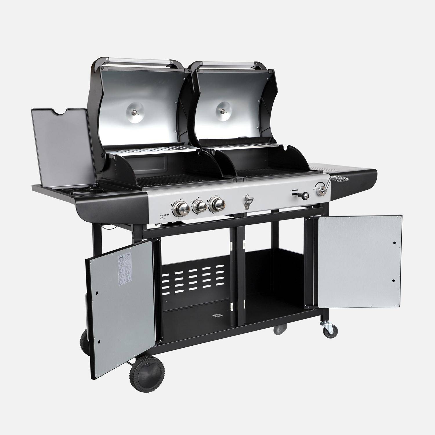 Barbecue a gas 2 in 1, 3 bruciatori + 1 fuoco laterale, Marsac, 162.5x70.5x111 cm Photo2