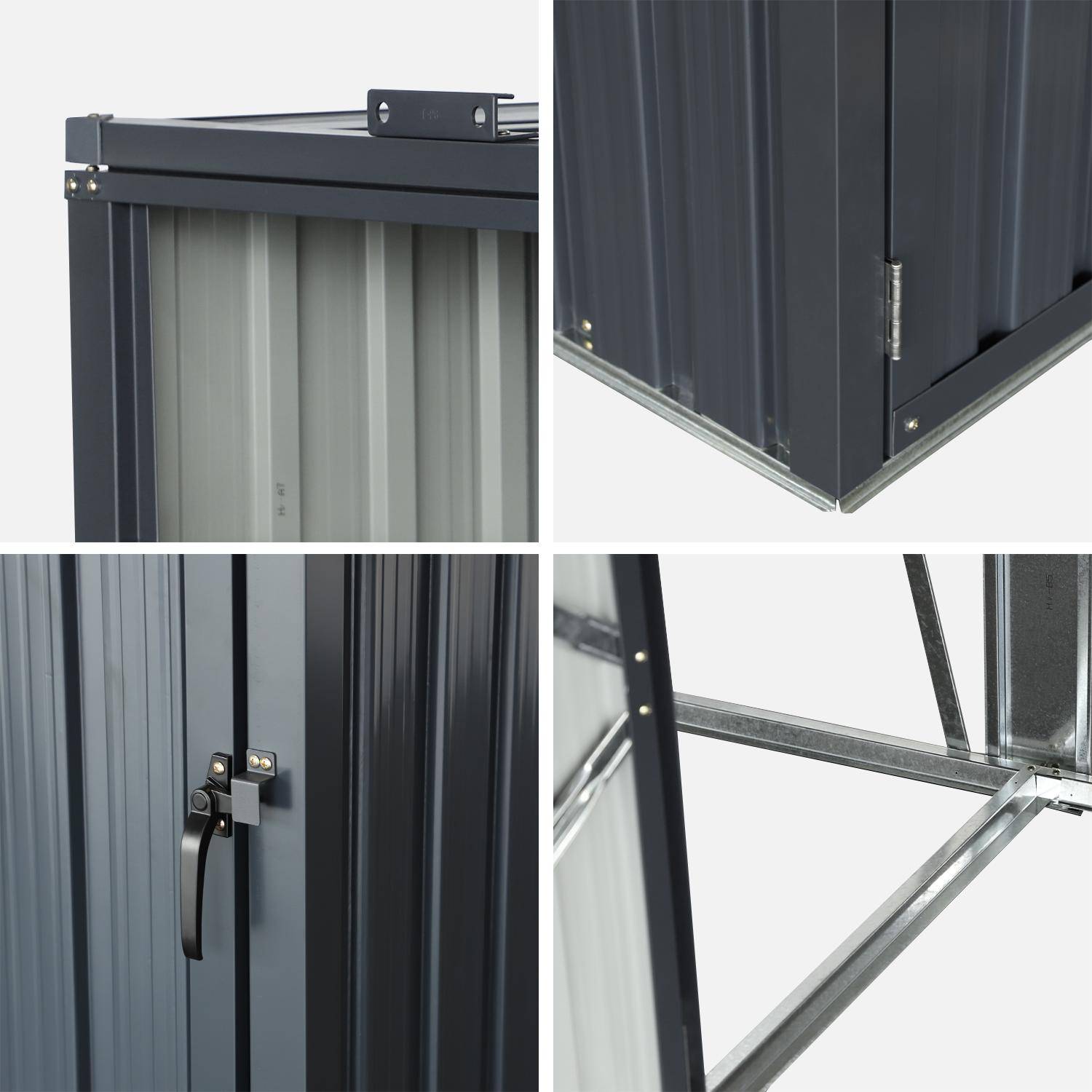 Grey galvanised steel bin shed, Escaut, Grey, 219x82x124 cm Photo7