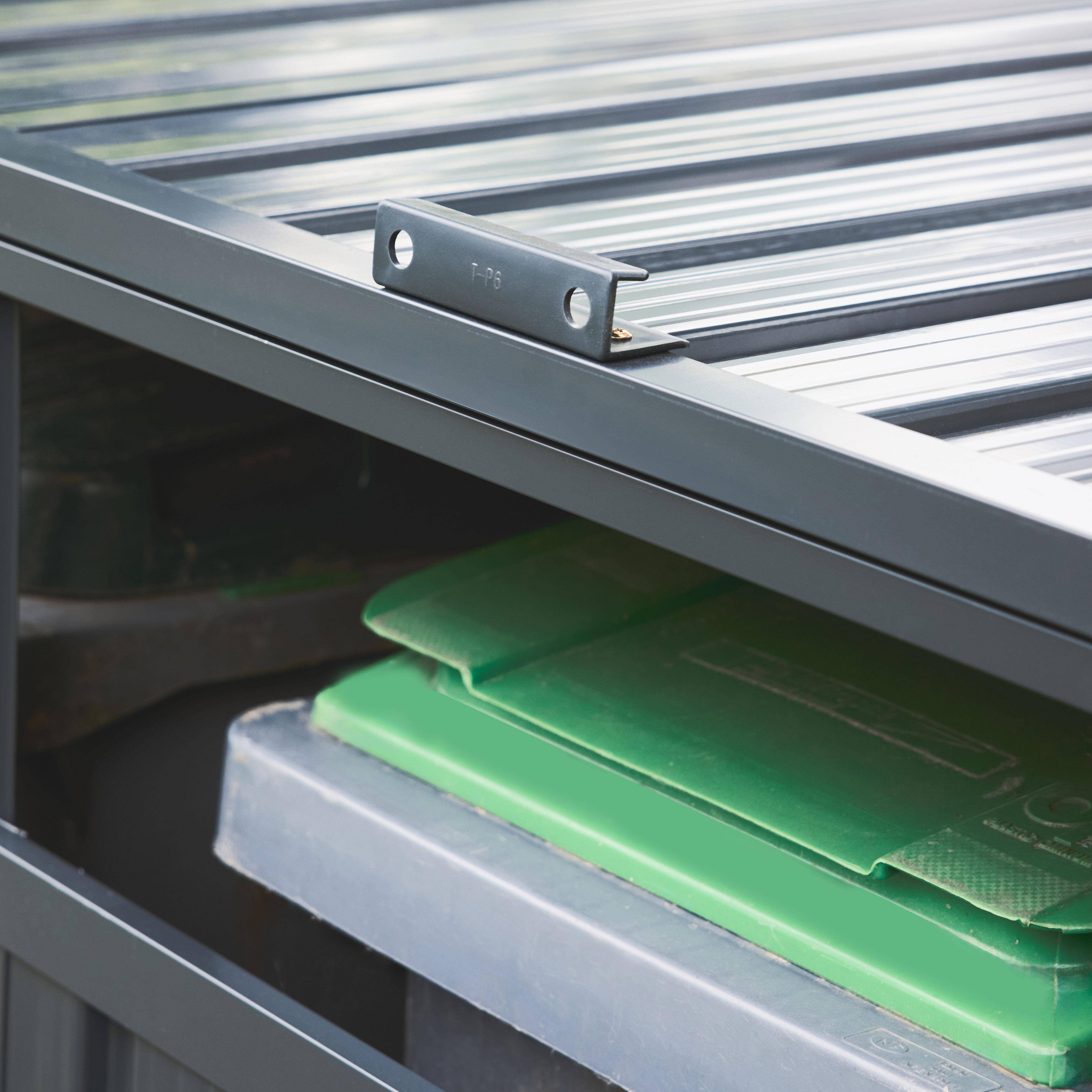 Grey galvanised steel bin shed, Escaut, Grey, 219x82x124 cm Photo5