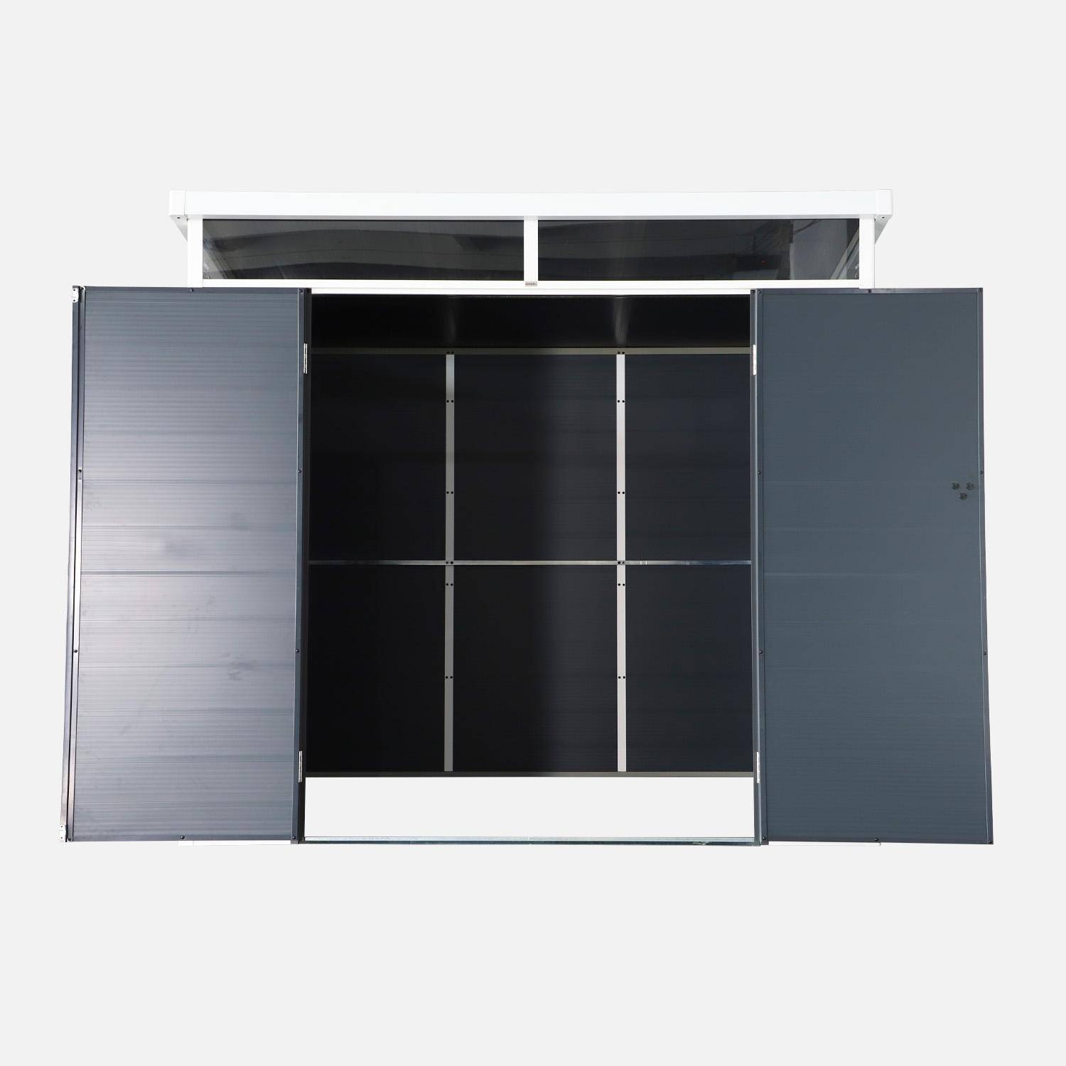 Abri de jardin plastique 4,55 m², anthracite, avec toiture monopente skylight, fenêtre et grande porte d'entrée, 238 x 190 x 215 cm,sweeek,Photo10