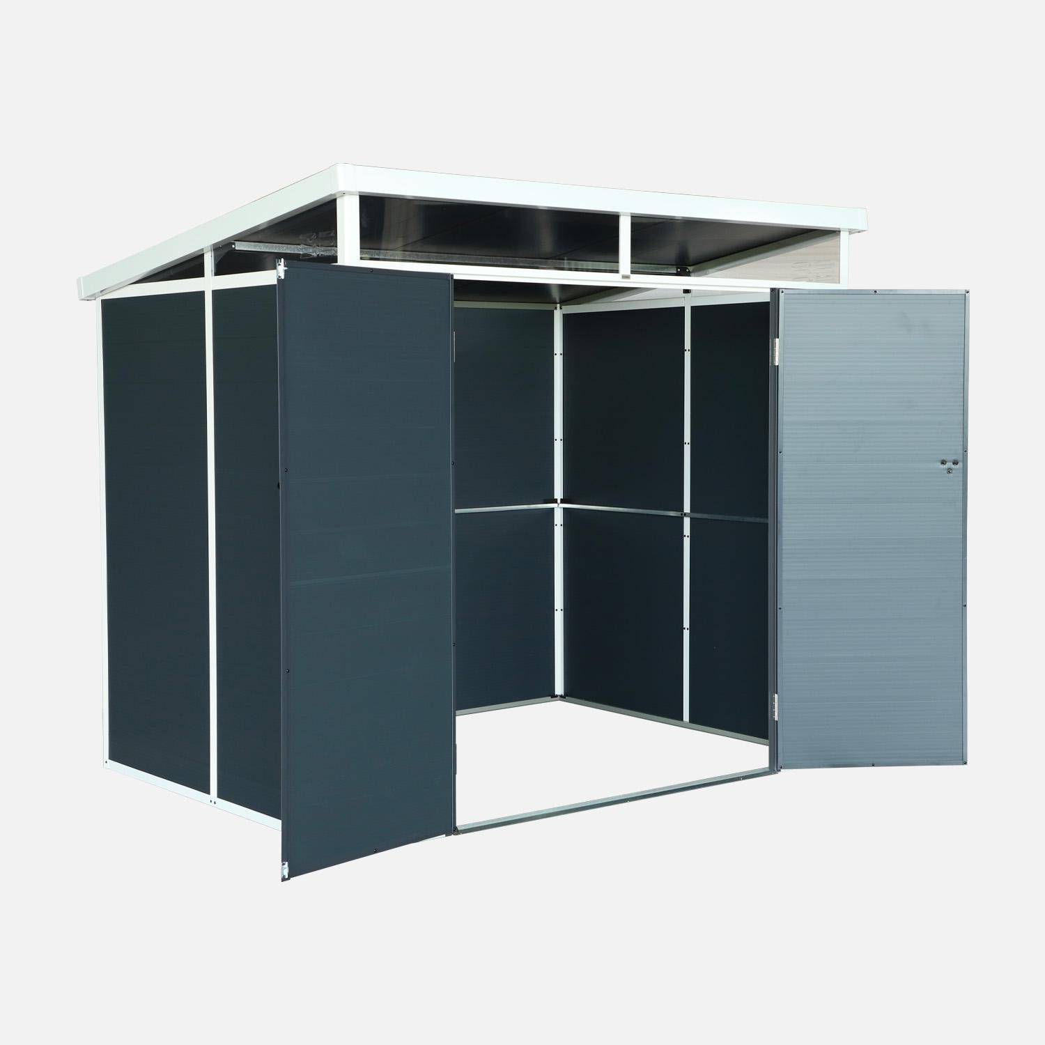 Abri de jardin plastique 4,55 m², anthracite, avec toiture monopente skylight, fenêtre et grande porte d'entrée, 238 x 190 x 215 cm Photo3