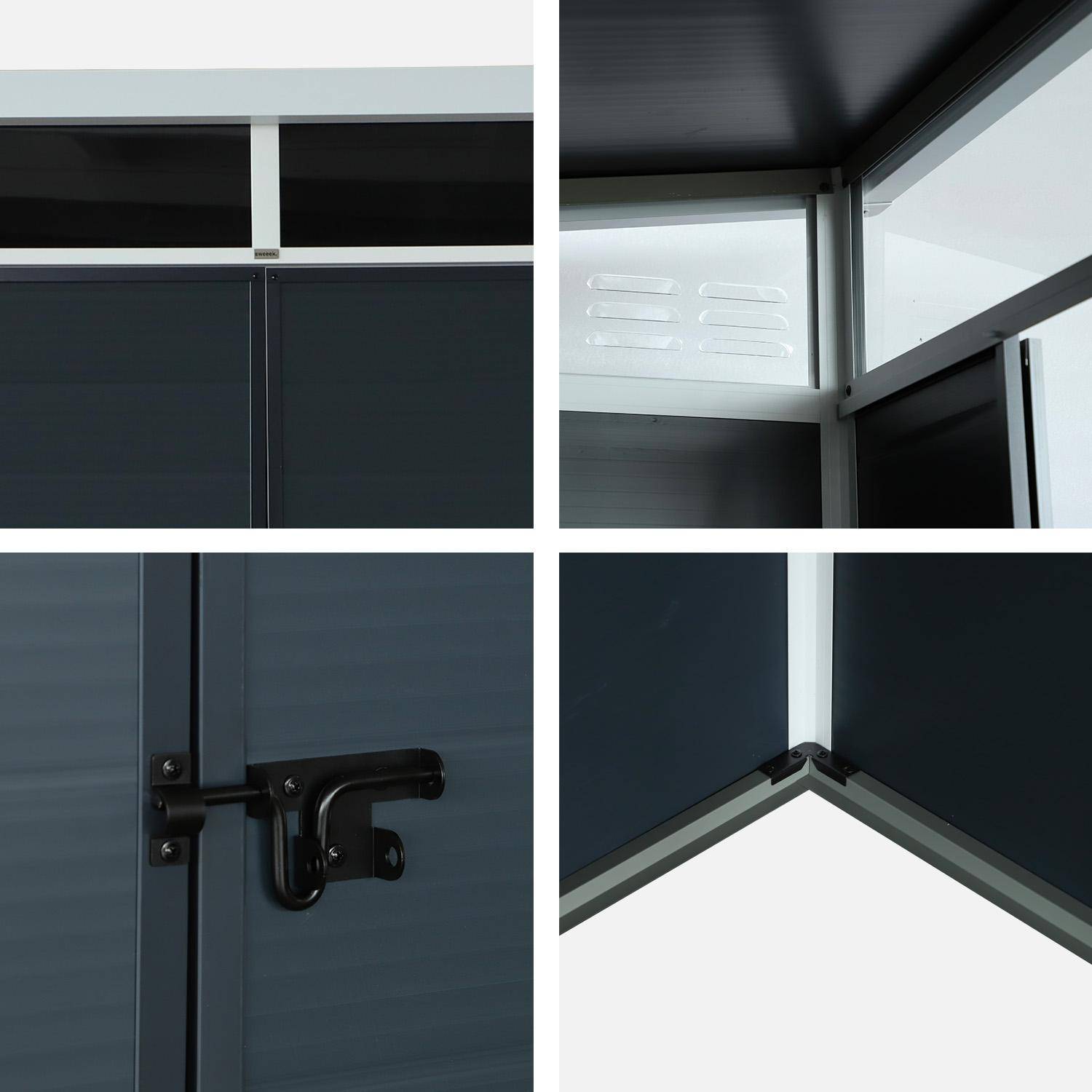 Abri de jardin plastique 4,55 m², anthracite, avec toiture monopente skylight, fenêtre et grande porte d'entrée, 238 x 190 x 215 cm,sweeek,Photo7