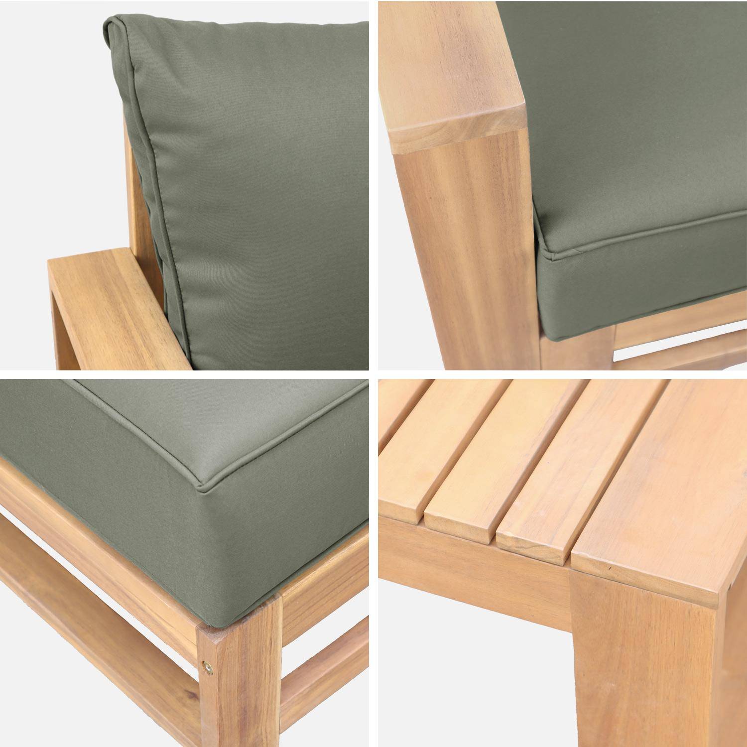 Holzgartenmöbel 5-Sitzer - khaki, Sofa, Sessel und Couchtisch aus Akazienholz, 6 modulare Elemente, 273 x 75 x 72,5 cm Mendoza  Photo4