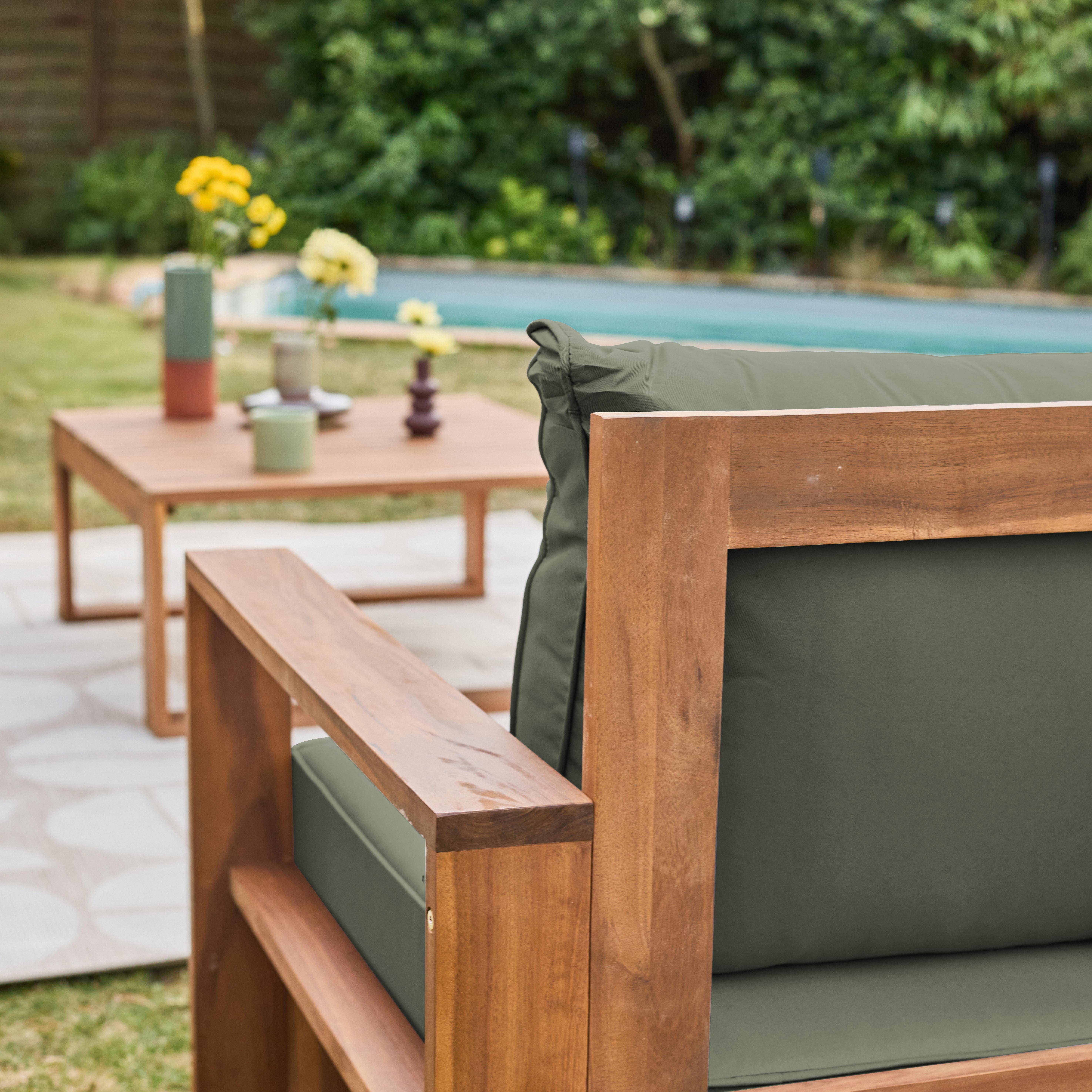 Holzgartenmöbel 5-Sitzer - khaki, Sofa, Sessel und Couchtisch aus Akazienholz, 6 modulare Elemente, 273 x 75 x 72,5 cm Mendoza ,sweeek,Photo2