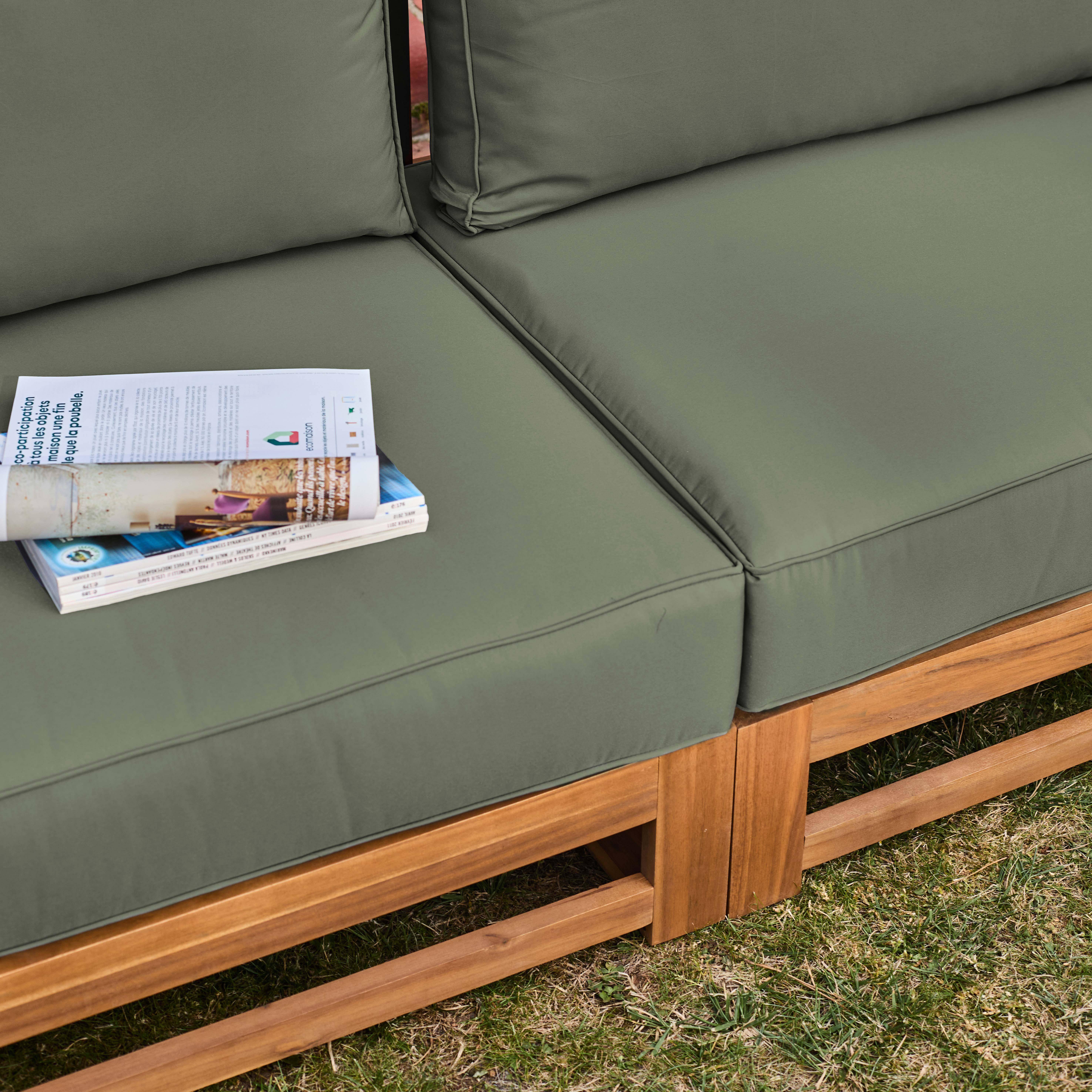 Holzgartenmöbel 5-Sitzer - khaki, Sofa, Sessel und Couchtisch aus Akazienholz, 6 modulare Elemente, 273 x 75 x 72,5 cm Mendoza ,sweeek,Photo7