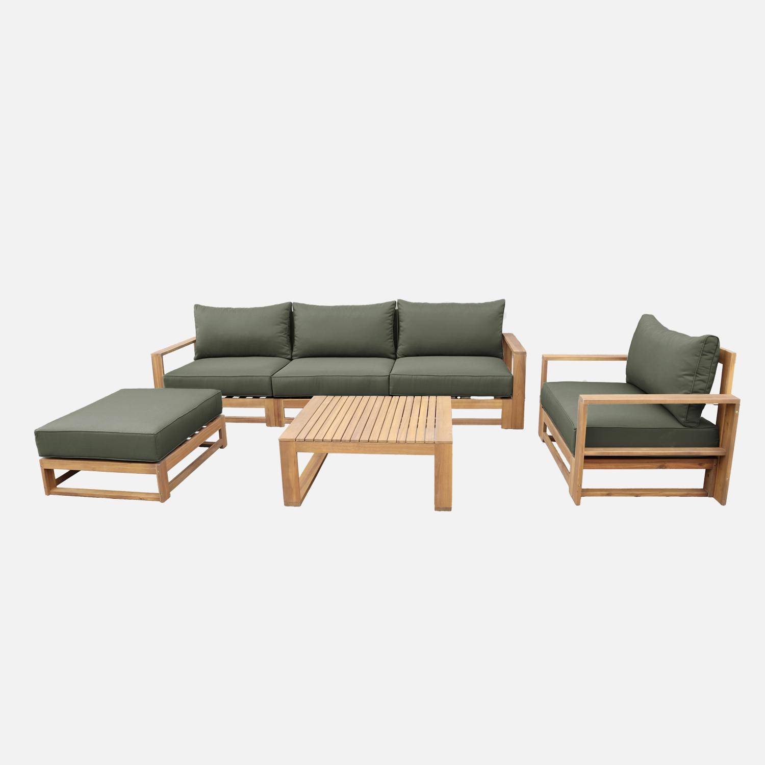 Holzgartenmöbel 5-Sitzer - khaki, Sofa, Sessel und Couchtisch aus Akazienholz, 6 modulare Elemente, 273 x 75 x 72,5 cm Mendoza  Photo3