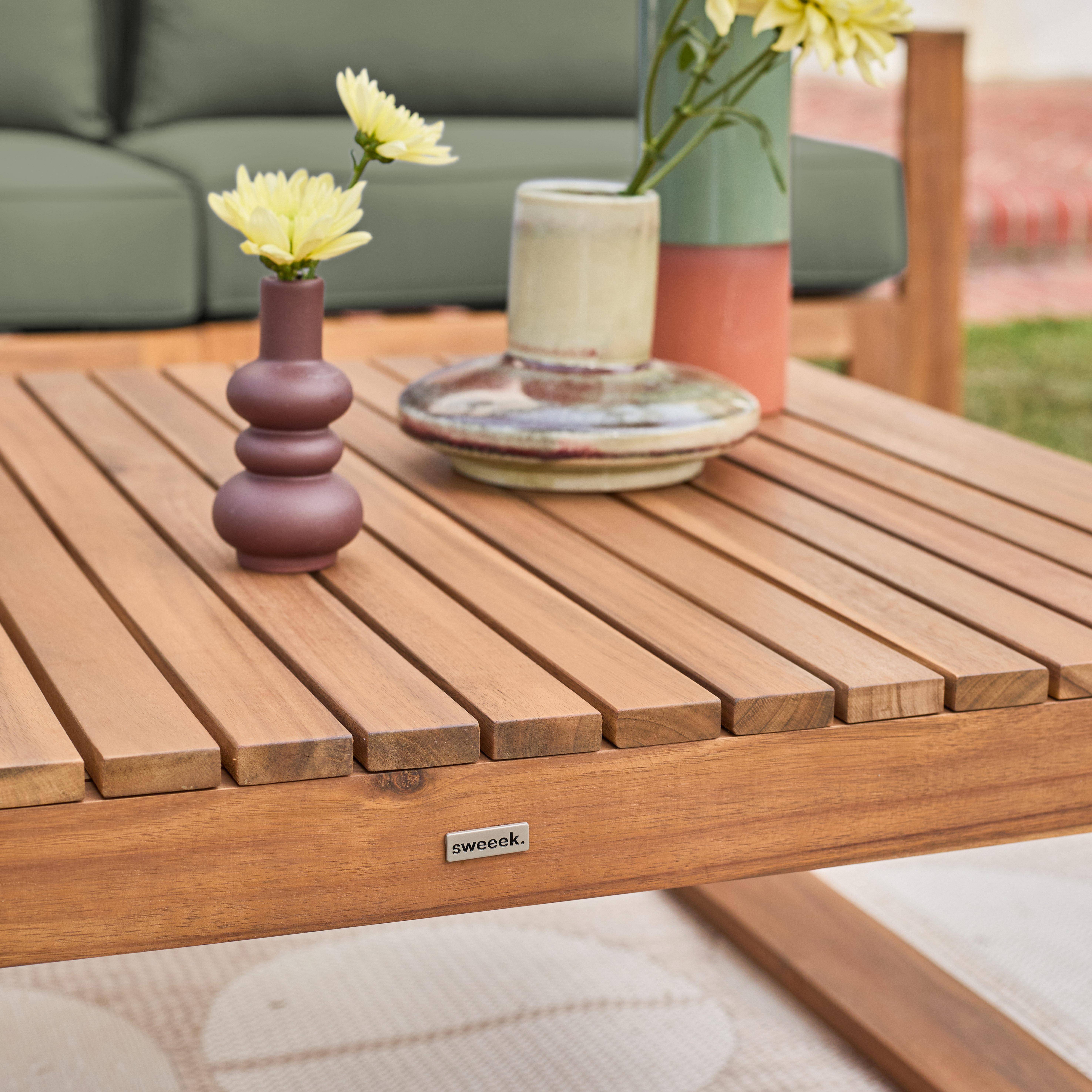 Holzgartenmöbel 5-Sitzer - khaki, Sofa, Sessel und Couchtisch aus Akazienholz, 6 modulare Elemente, 273 x 75 x 72,5 cm Mendoza ,sweeek,Photo8