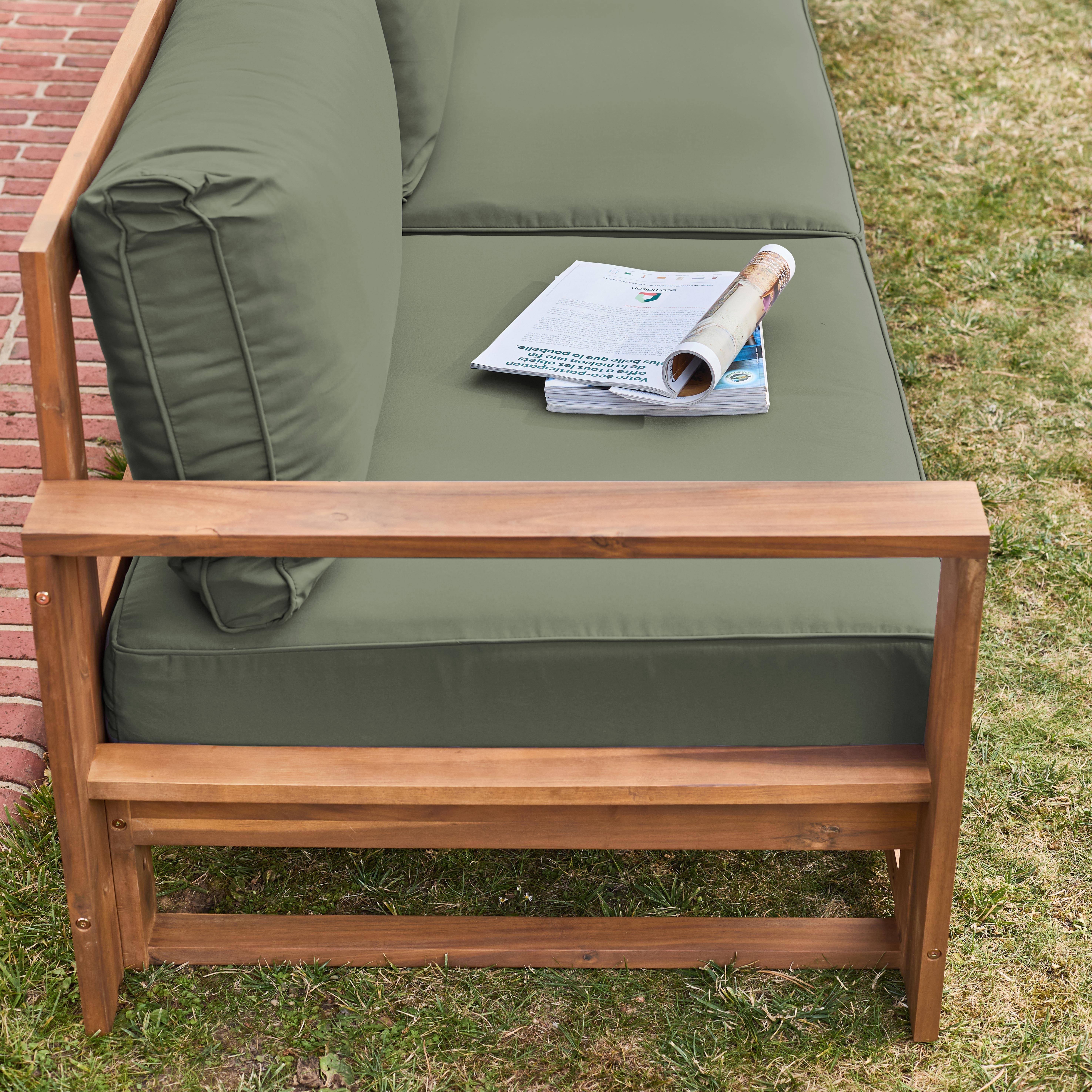 Holzgartenmöbel 5-Sitzer - khaki, Sofa, Sessel und Couchtisch aus Akazienholz, 6 modulare Elemente, 273 x 75 x 72,5 cm Mendoza  Photo3