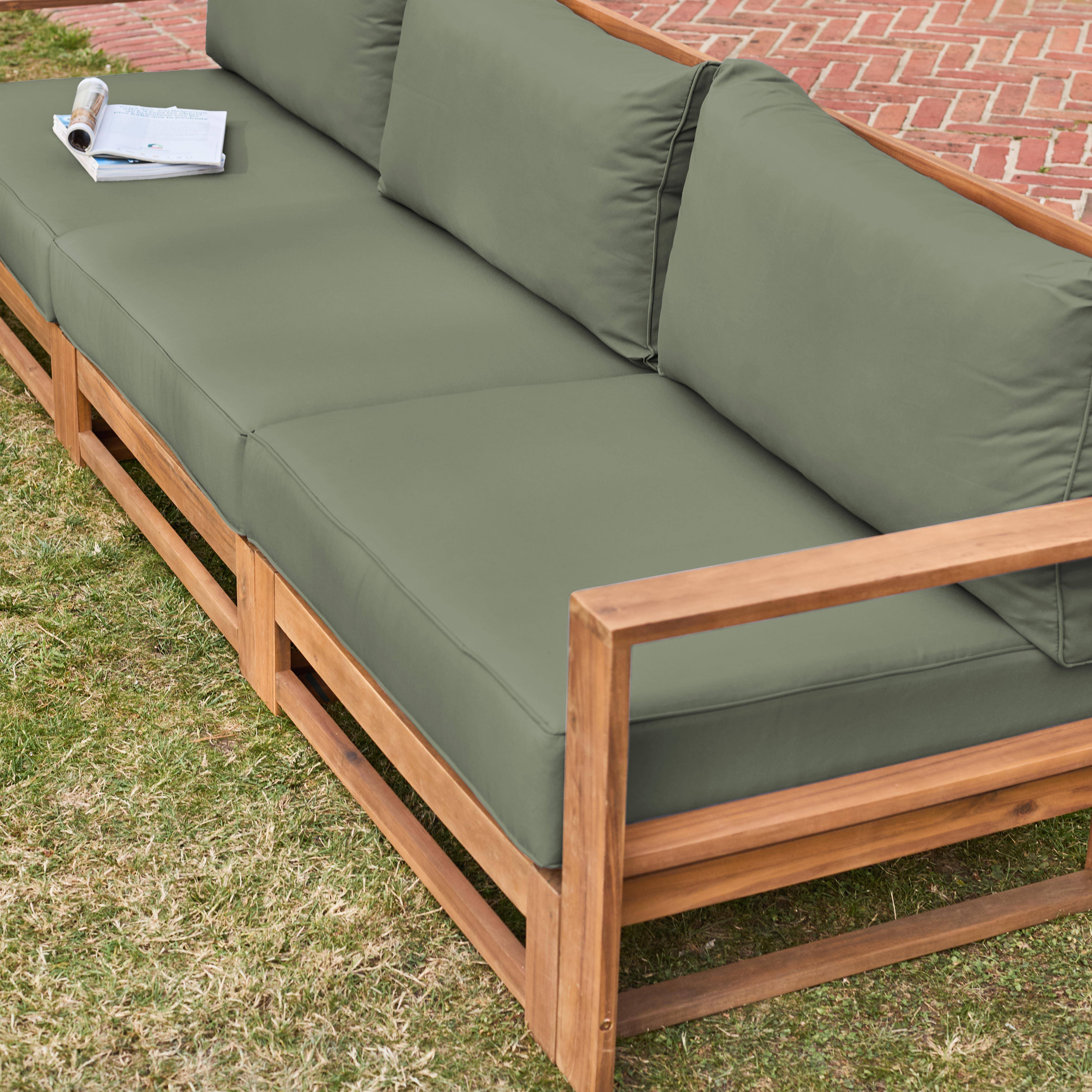 Holzgartenmöbel 5-Sitzer - khaki, Sofa, Sessel und Couchtisch aus Akazienholz, 6 modulare Elemente, 273 x 75 x 72,5 cm Mendoza  Photo4