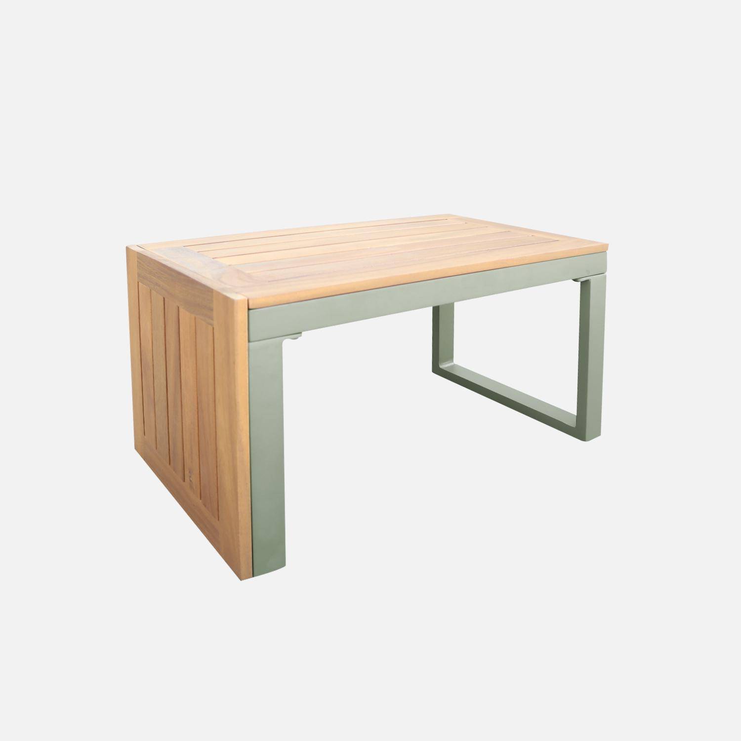 Salotto da giardino a 4 posti in alluminio e acacia, Sao Paulo, Kaki, 140x68x65 cm Photo7