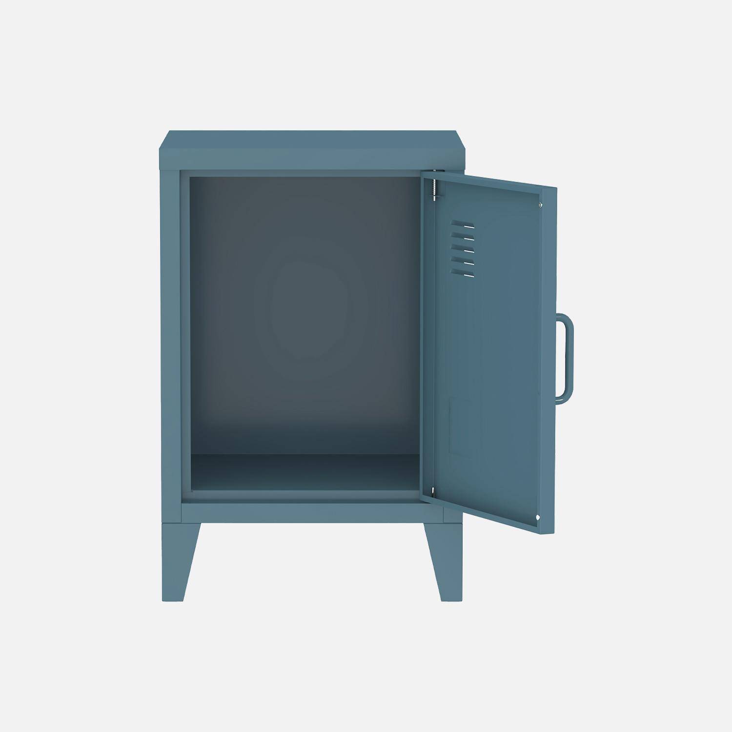 Pair of 1-door metal bedside tables, Soho, Dark blue, 38x38x57 cm Photo4