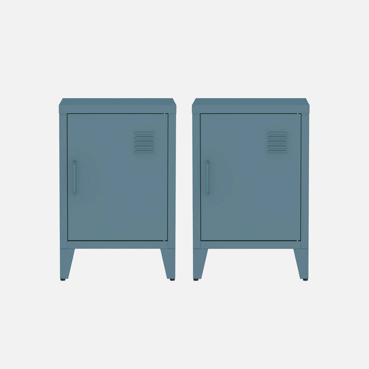 Set van 2 1-deurs metalen nachtkastjes, petrol blauw, B 38 x D 38 x H 55,7 cm,sweeek,Photo5