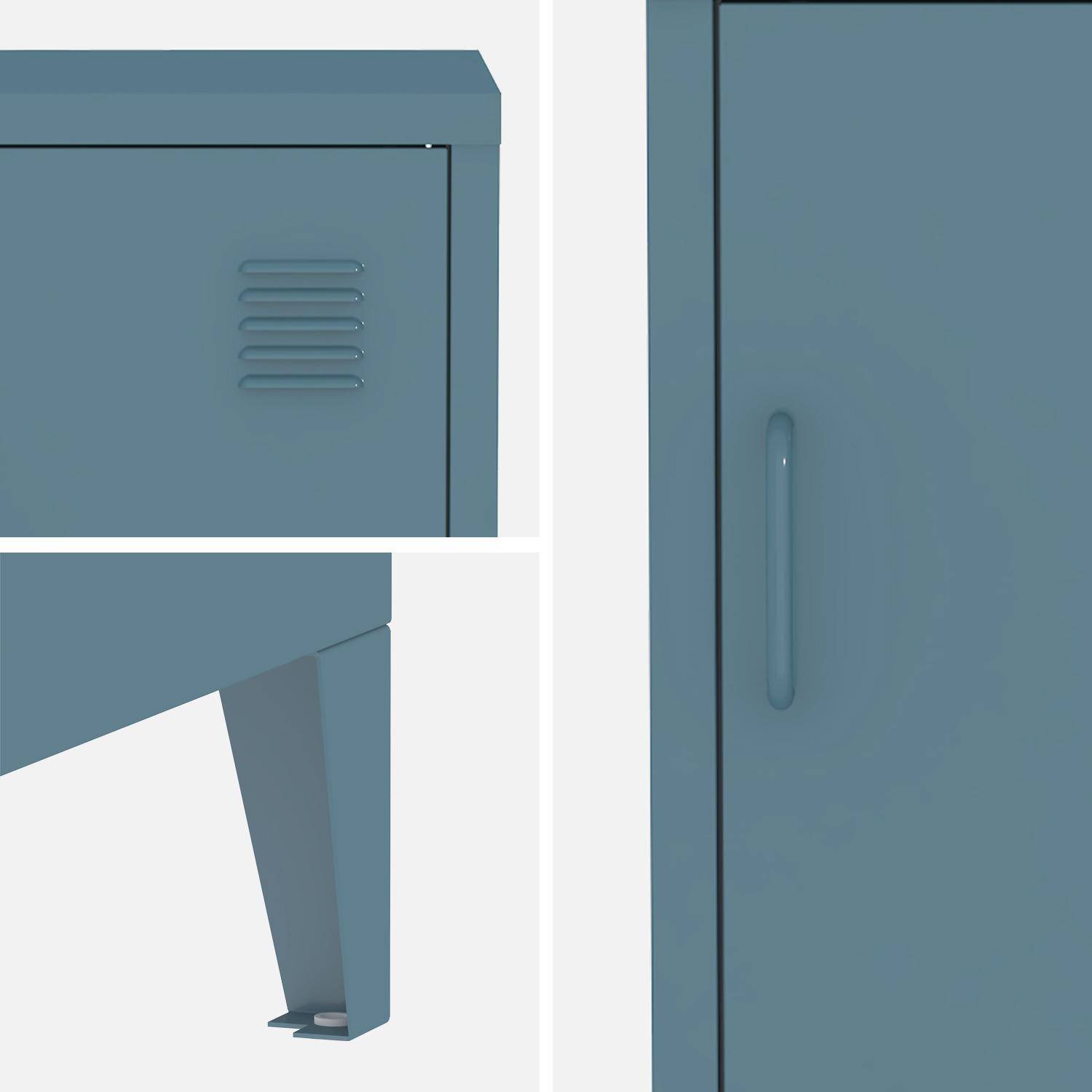 Pair of 1-door metal bedside tables, Soho, Dark blue, 38x38x57 cm Photo5