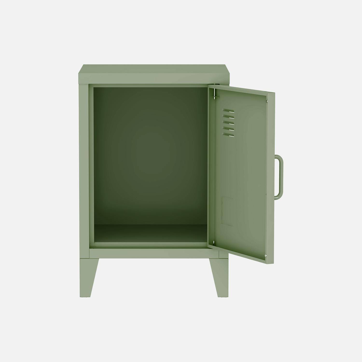 Mesita industrial con 1 puerta, set de 2, Soho, Verde claro, 38x38x57 cm,sweeek,Photo6