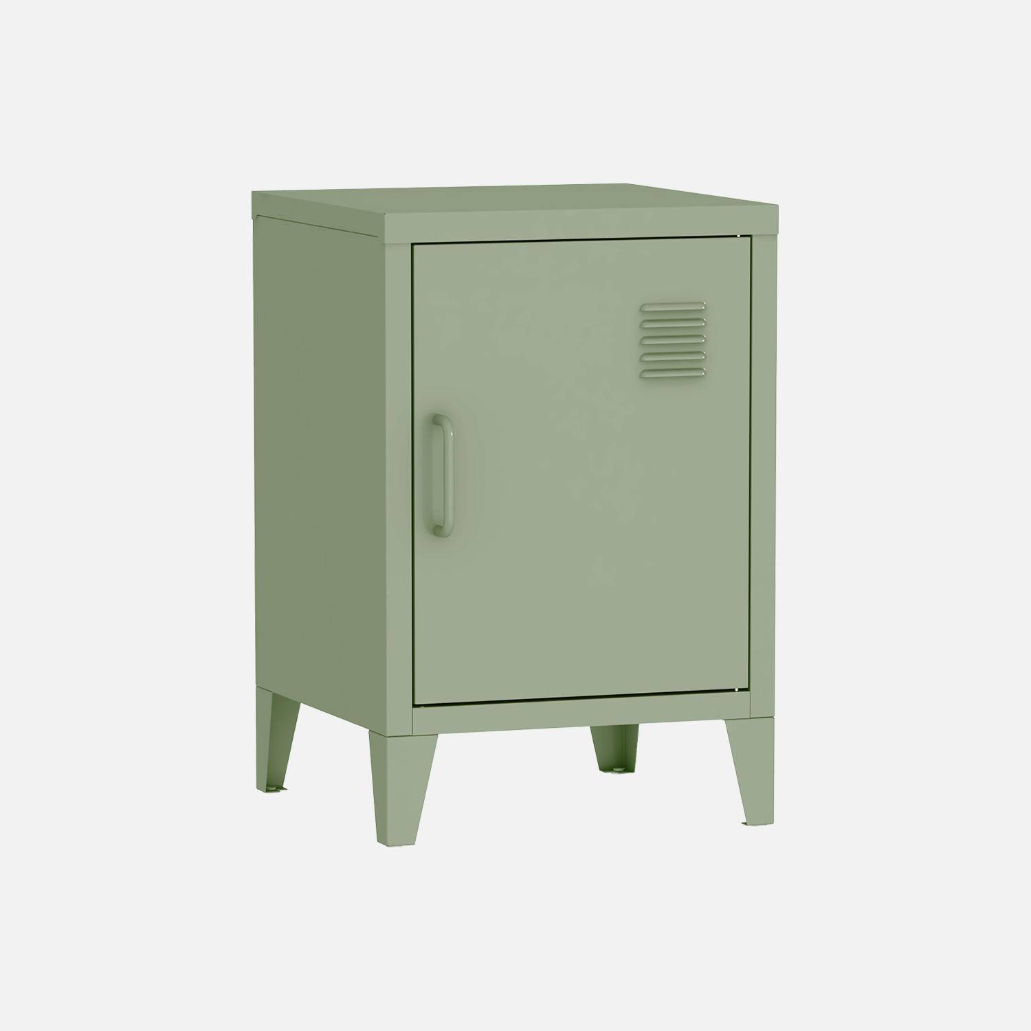 Mesa-de-cabeceira metálicas com 1 porta, set de 2, Soho, Verde, 38x38x57 cm Photo6