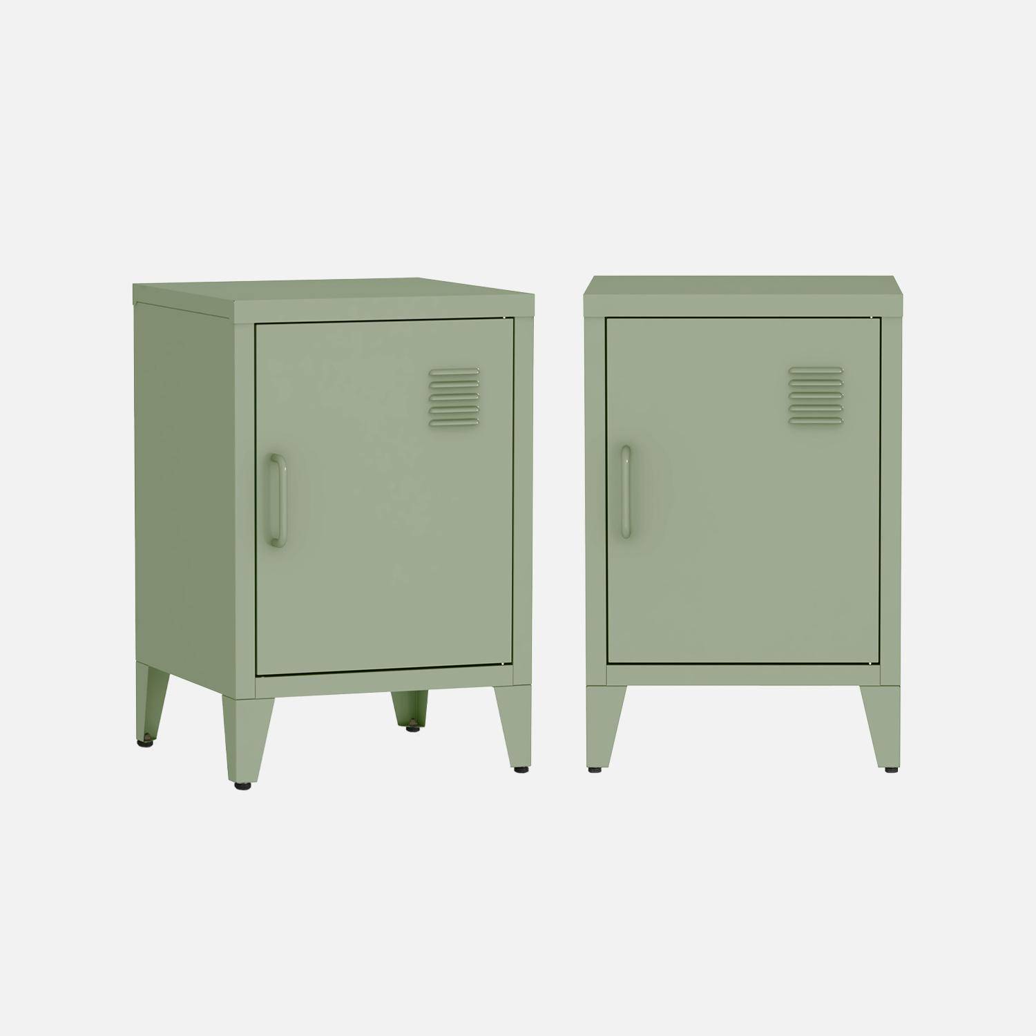 Set van 2 metalen 1-deurs nachtkastjes, Groen, B 38 x D 38 x H 55,7 cm Photo3