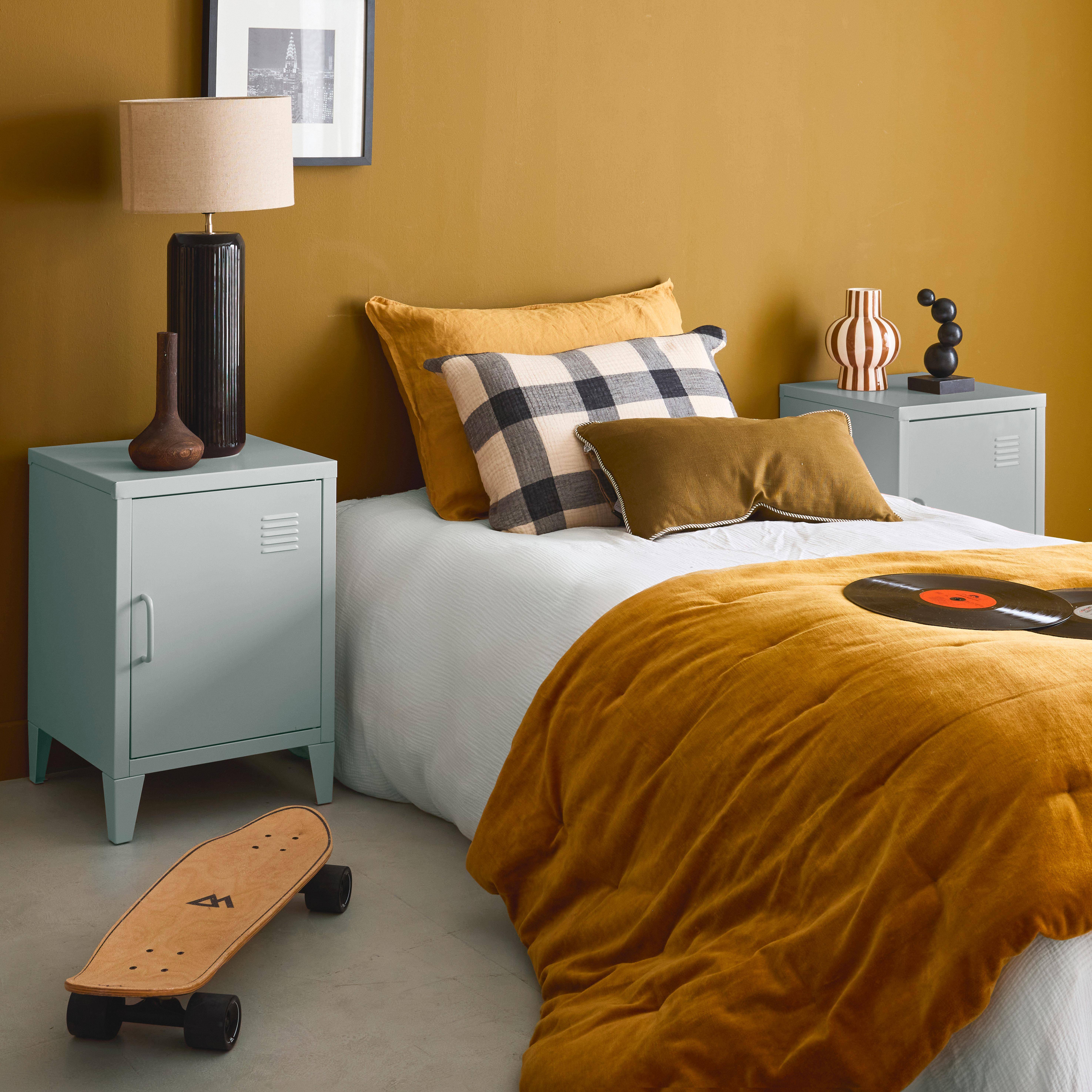 Pair of 1-door metal bedside tables, Soho, Light blue, 38x38x57 cm Photo2