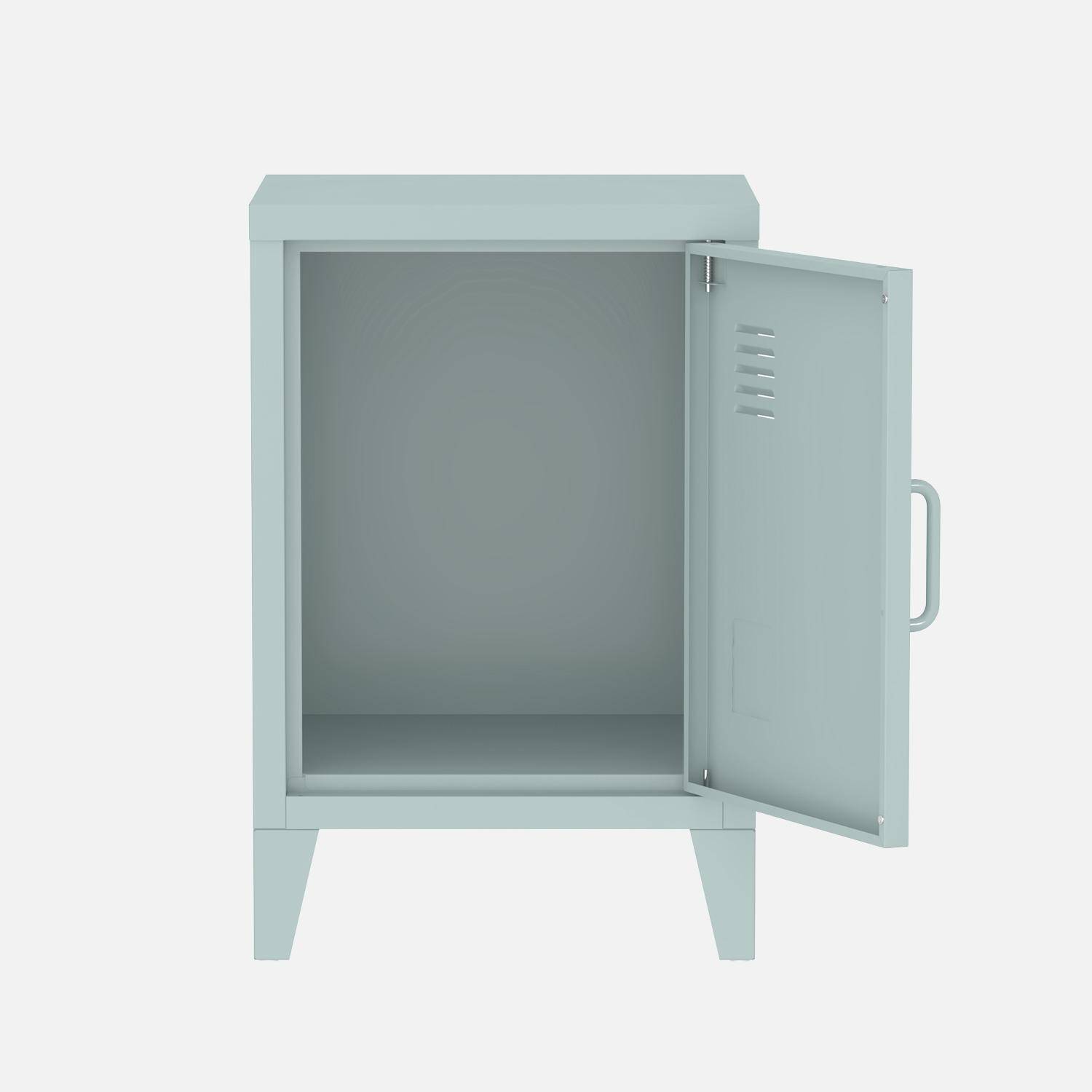 Pair of 1-door metal bedside tables, Soho, Light blue, 38x38x57 cm Photo8