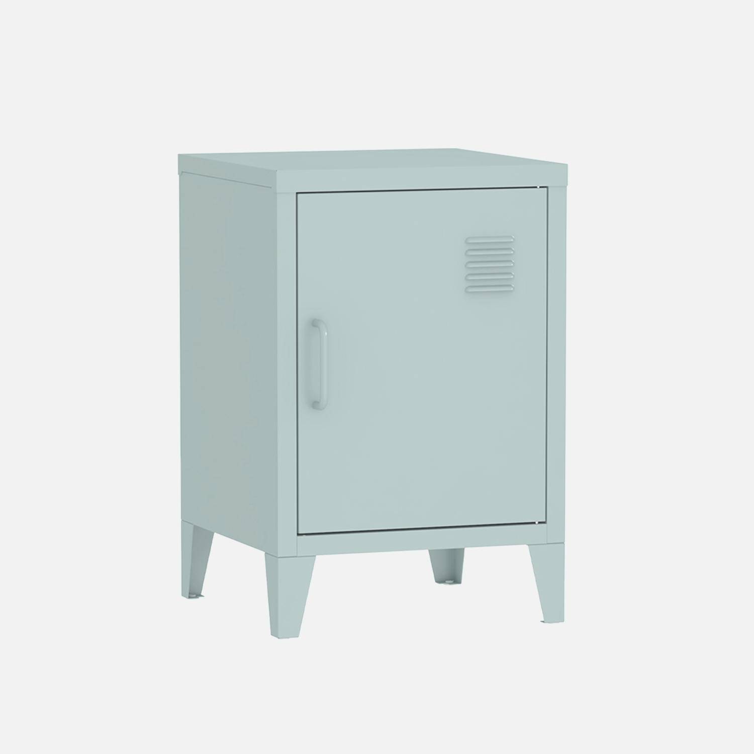Pair of 1-door metal bedside tables, Soho, Light blue, 38x38x57 cm Photo7