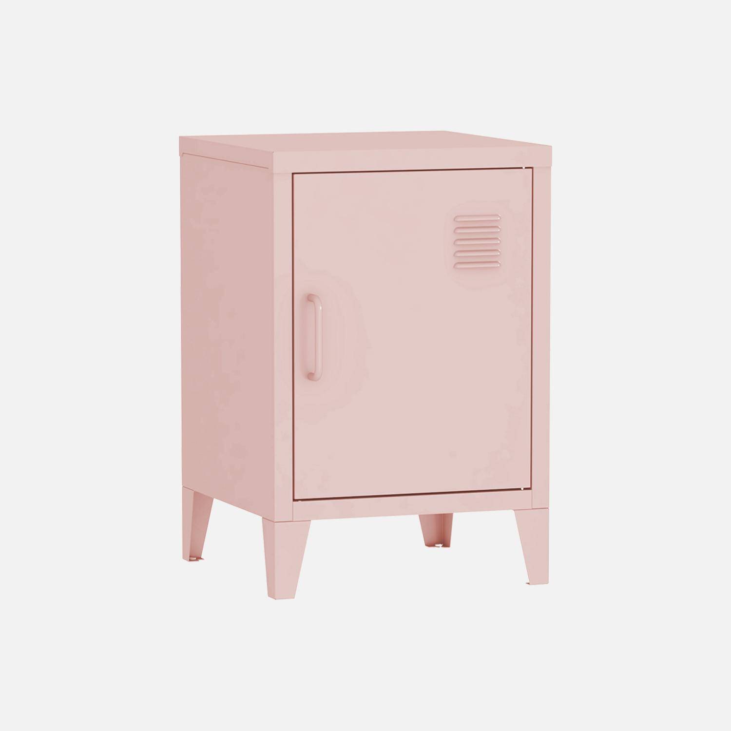 Mesa-de-cabeceira metálicas com 1 porta, set de 2, Soho, Rosa, 38x38x57 cm Photo7